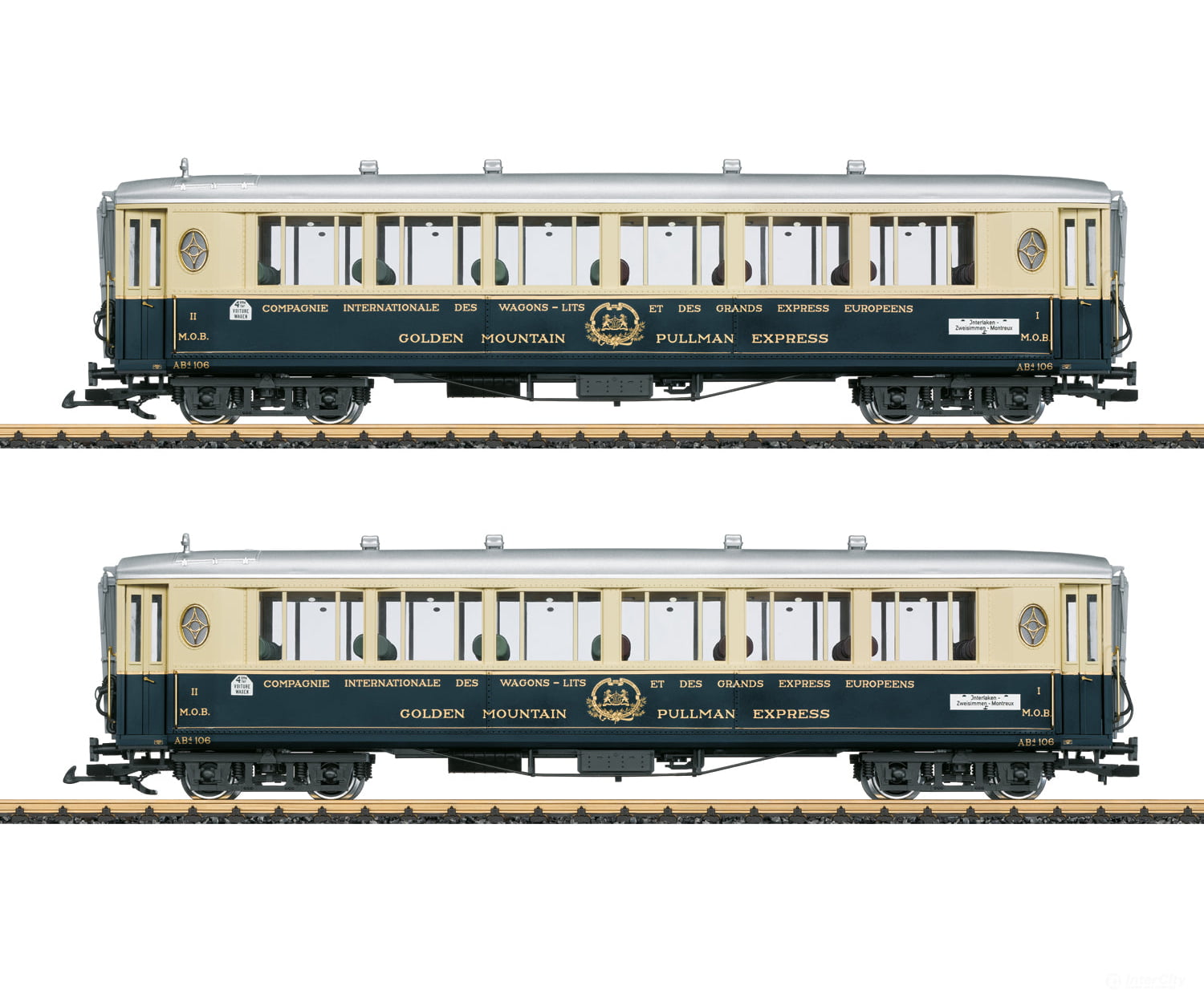LGB 36661 G ’Golden Mountain Pullman Express’ Passenger Car Set 2 European Passenger Cars