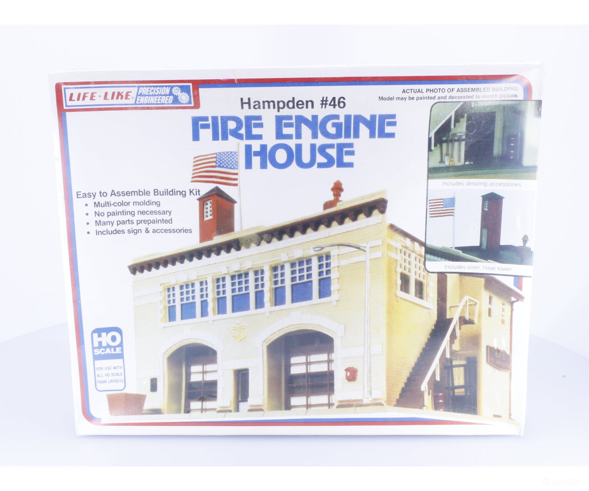 Life-Like 1390 HO Hampden #46 Fire Engine House Sealed Kit - Structures