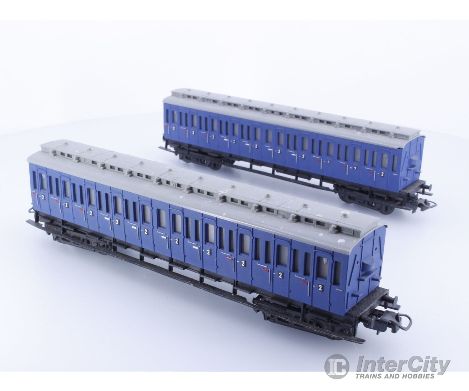 Liliput Ho Kpev Lot Of Two Blue Passenger Coaches 2Nd Class European Cars