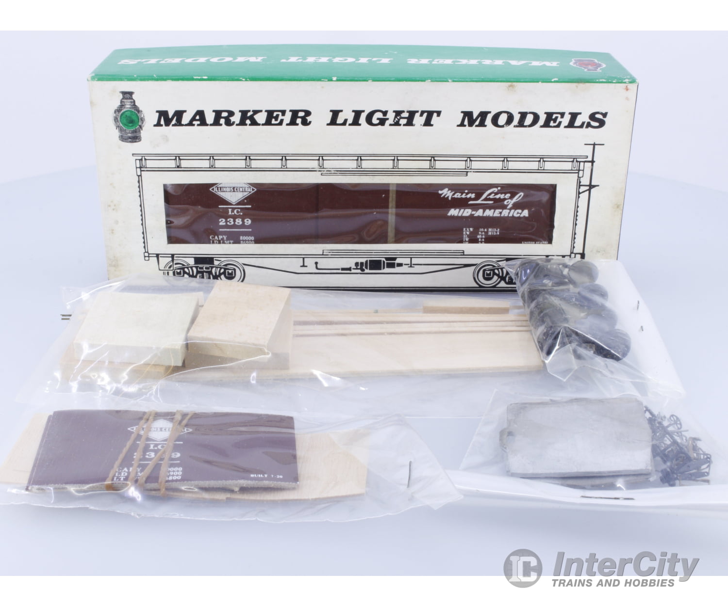 Maker Light Models 704 Ho Box Car Kit Illinois Central (Ic) 2389 Freight Cars