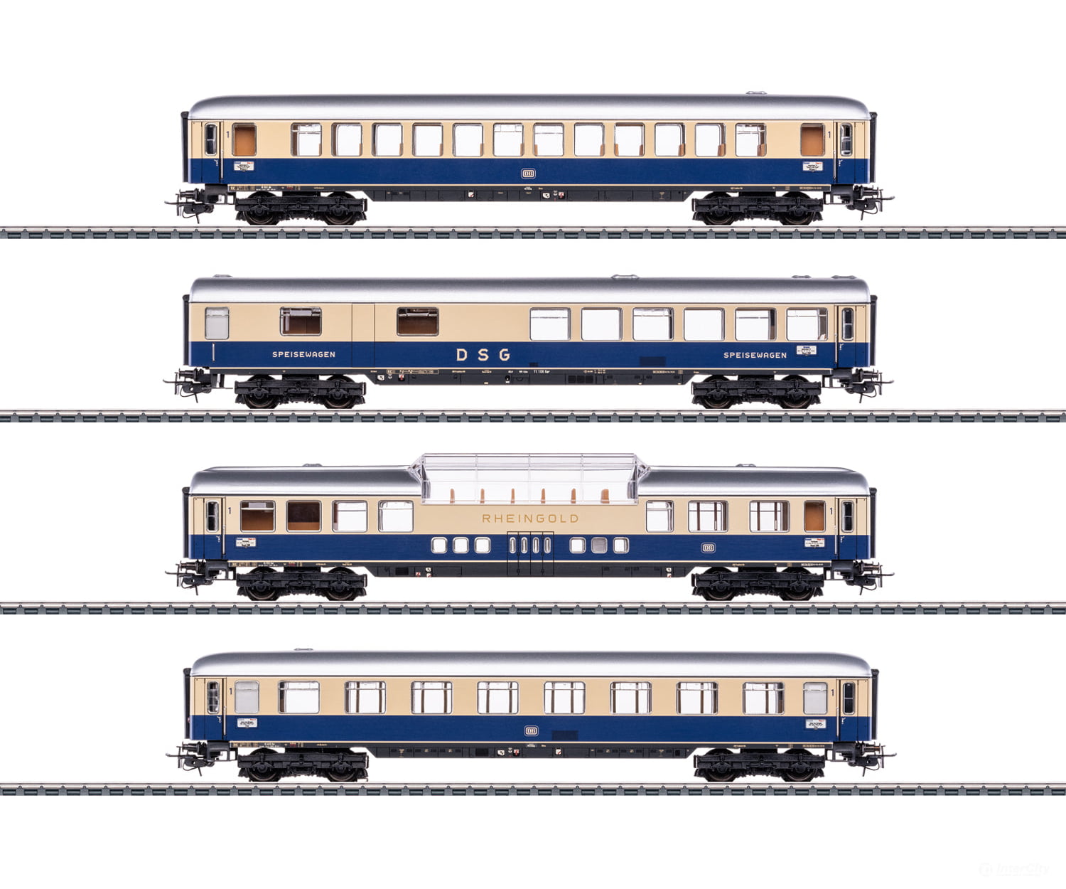 Marklin 40852 HO DB TEE Rheingold ’Tin-Plate’ Car Set (MHI Exclusive Item) European Passenger Cars