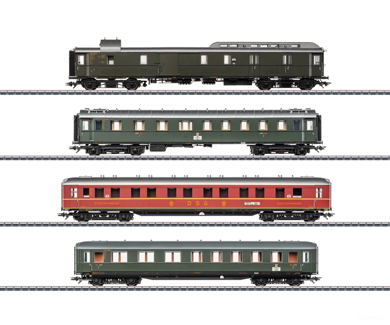 Marklin 42491 HO DB Express Train Passenger Car Set 1 for the ’D 74’’ European Passenger Cars