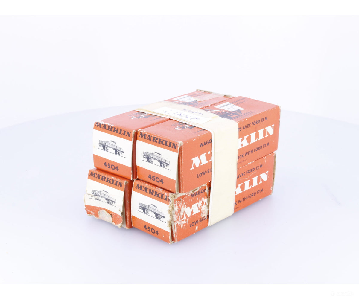 Marklin 4504 HO DB 4 x Low Side Flat Car with Single Car Load - European Freight Cars