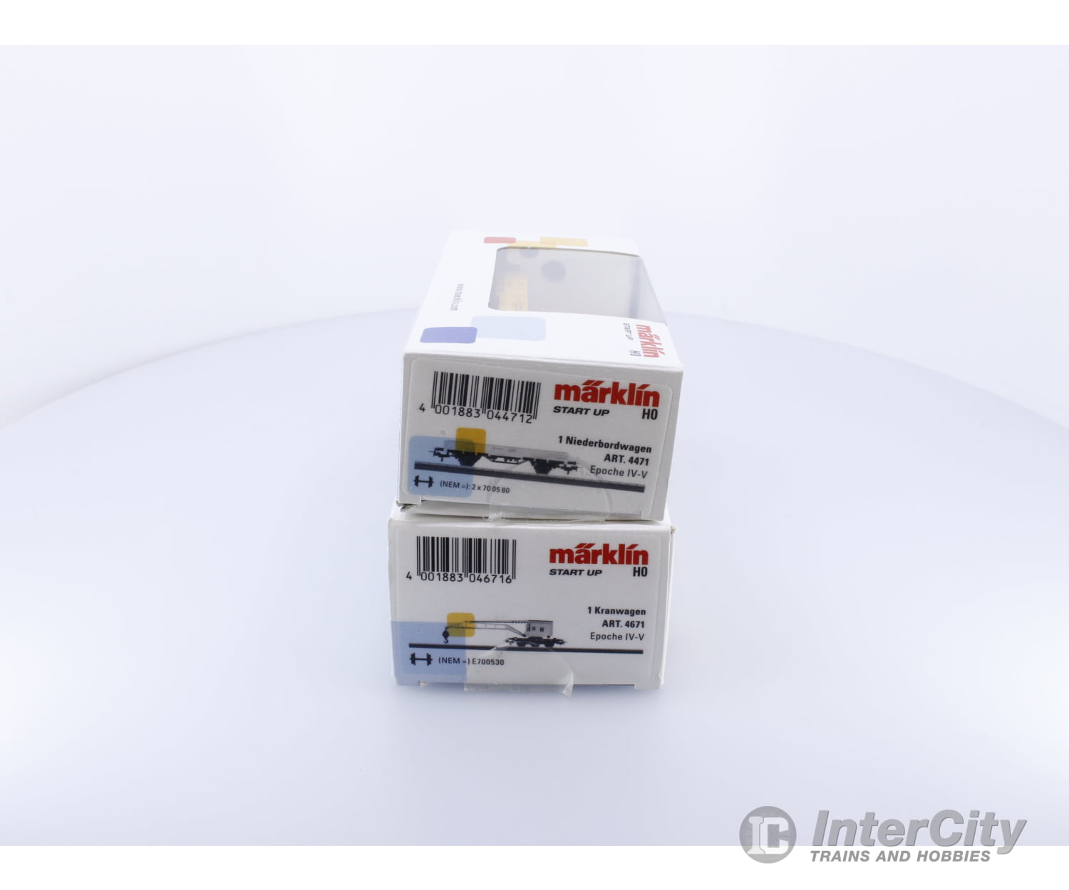 Marklin 4671/4471 HO DB 1 Crane Car with 1 Low Side Car 97400788 European Freight Cars