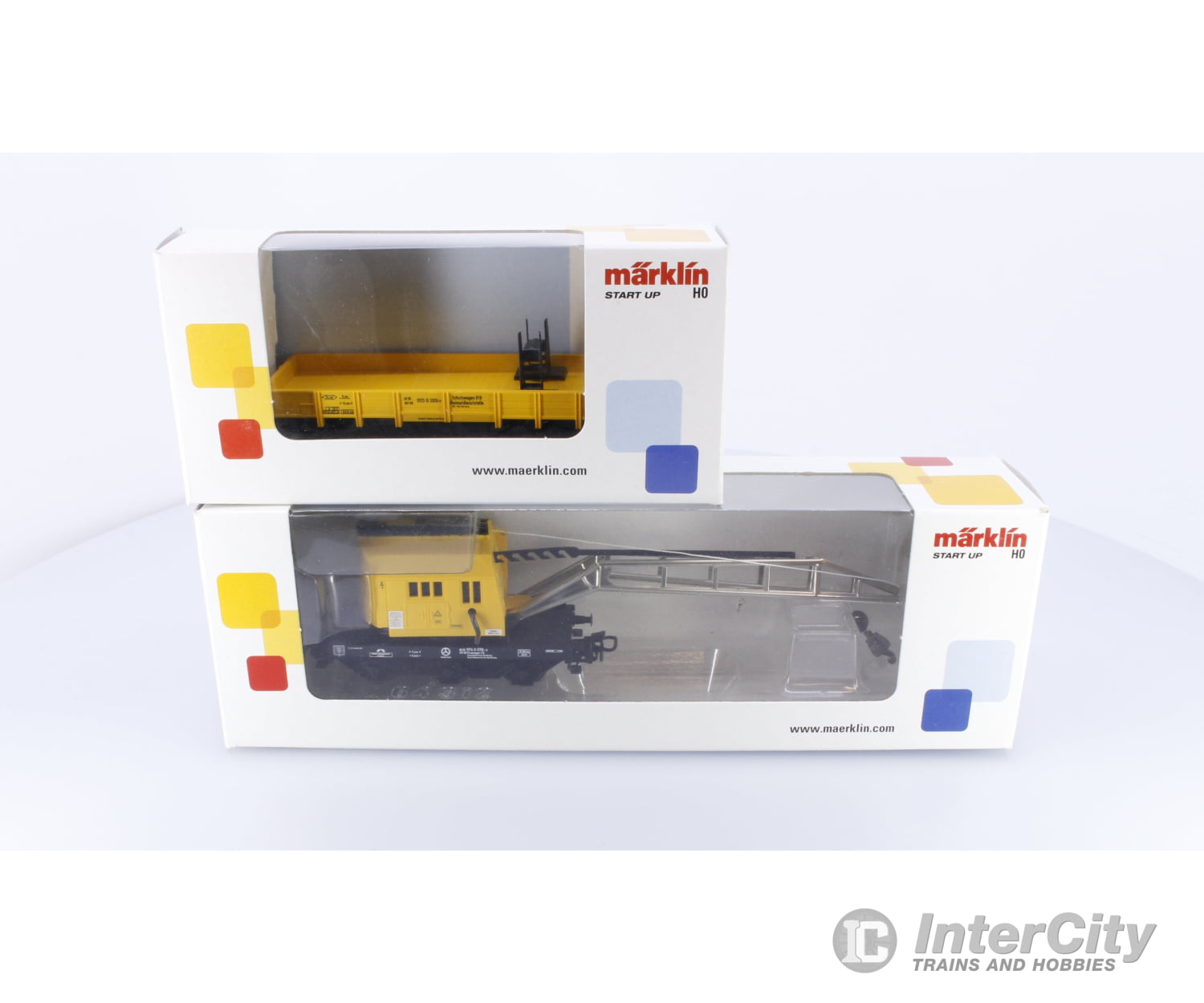 Marklin 4671/4471 HO DB 1 Crane Car with 1 Low Side Car 97400788 European Freight Cars