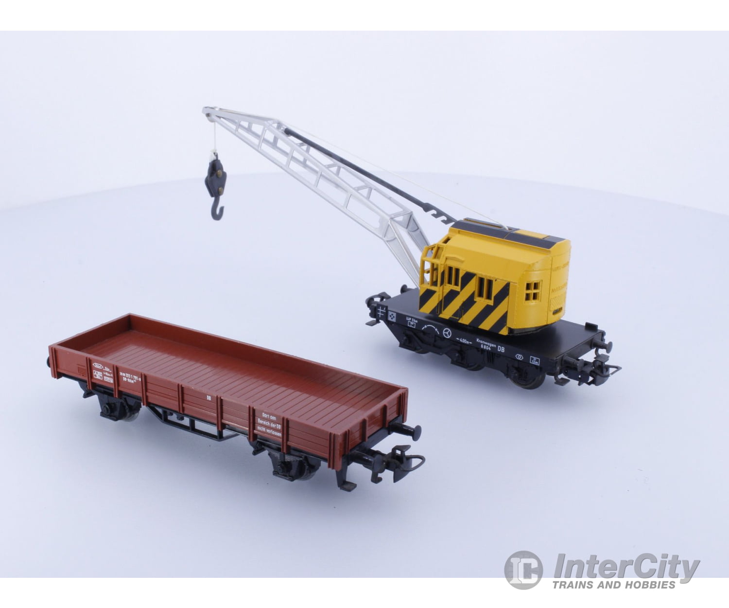Marklin 4671 Ho Db Yellow Crane Car With Brown Low Side Flat 6804 (#1) European Freight Cars
