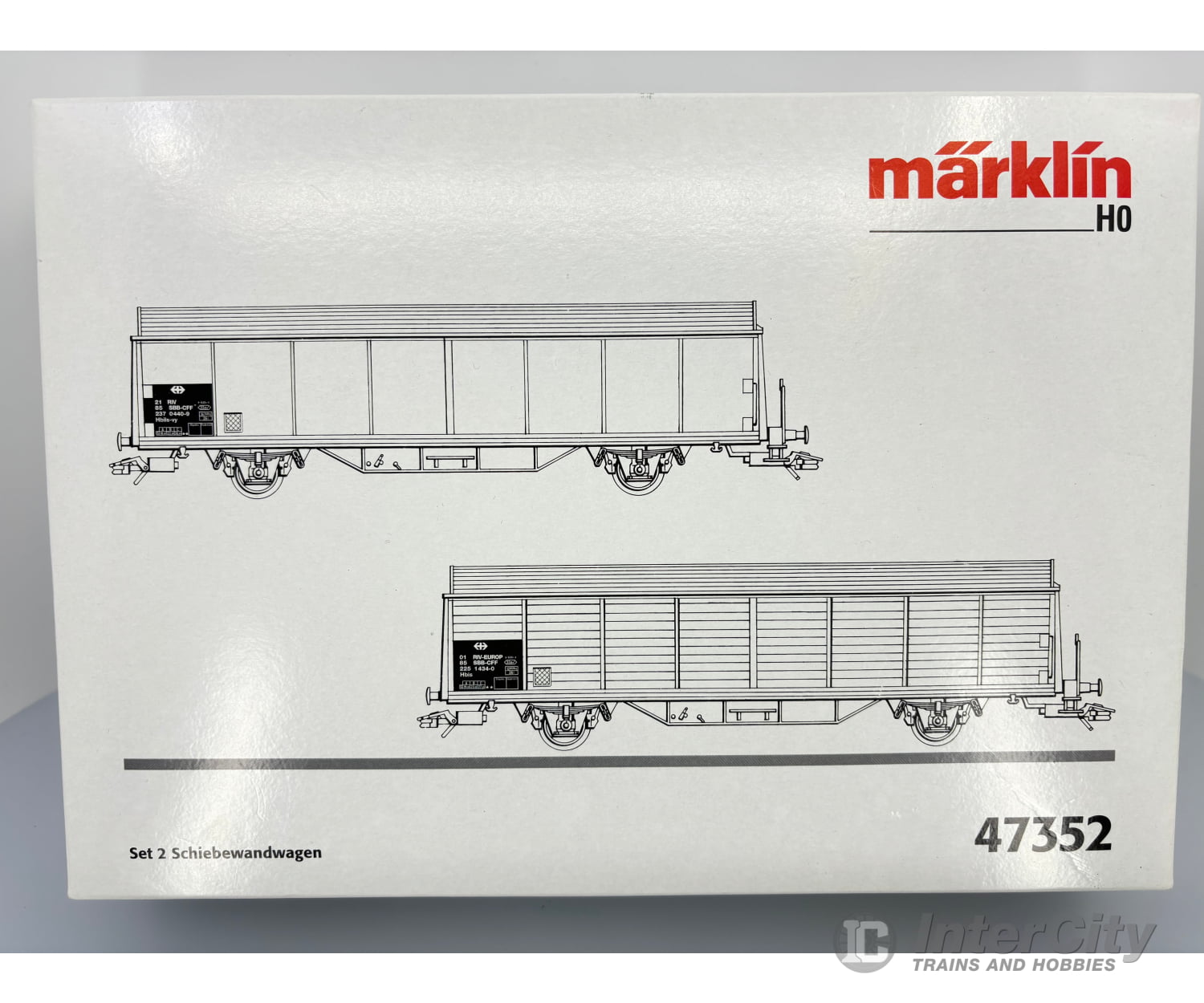 Marklin 47352 Ho Db Set Of 2 Sliding Wall Boxcars European Freight Cars