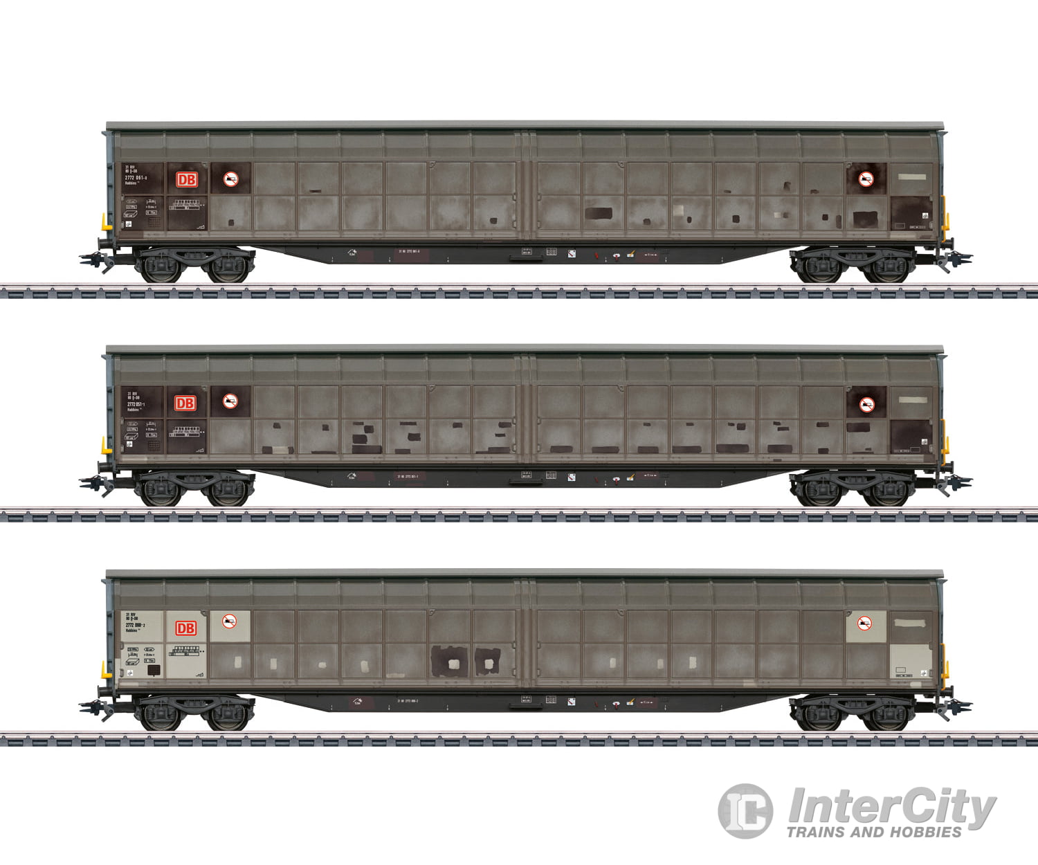 Marklin 48067 Ho Db Ag Type Habbins 354 Sliding Wall Boxcar Set European Freight Cars