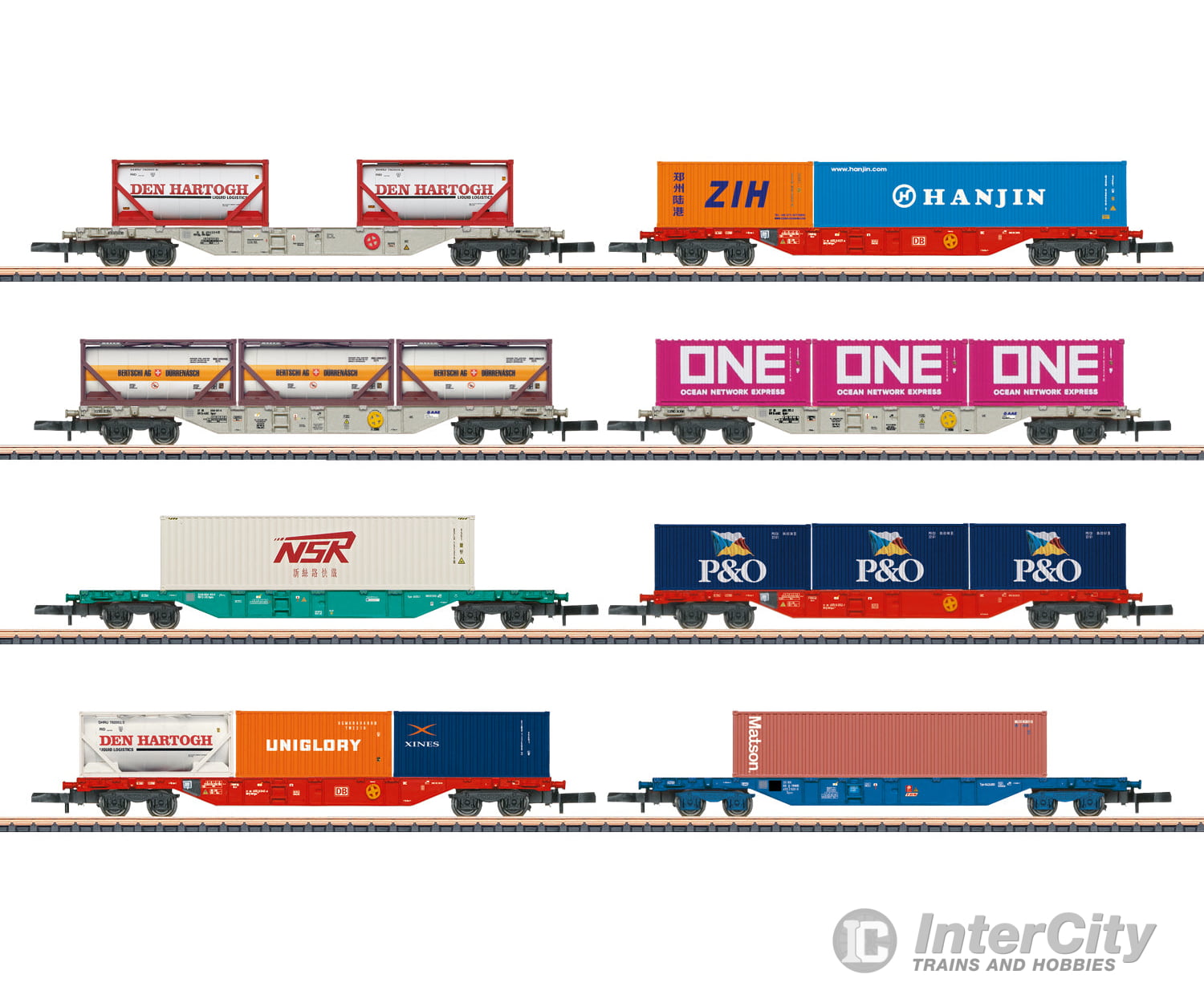 Marklin 82641 Z Display Of Type Sgns Container Flat Cars European Freight