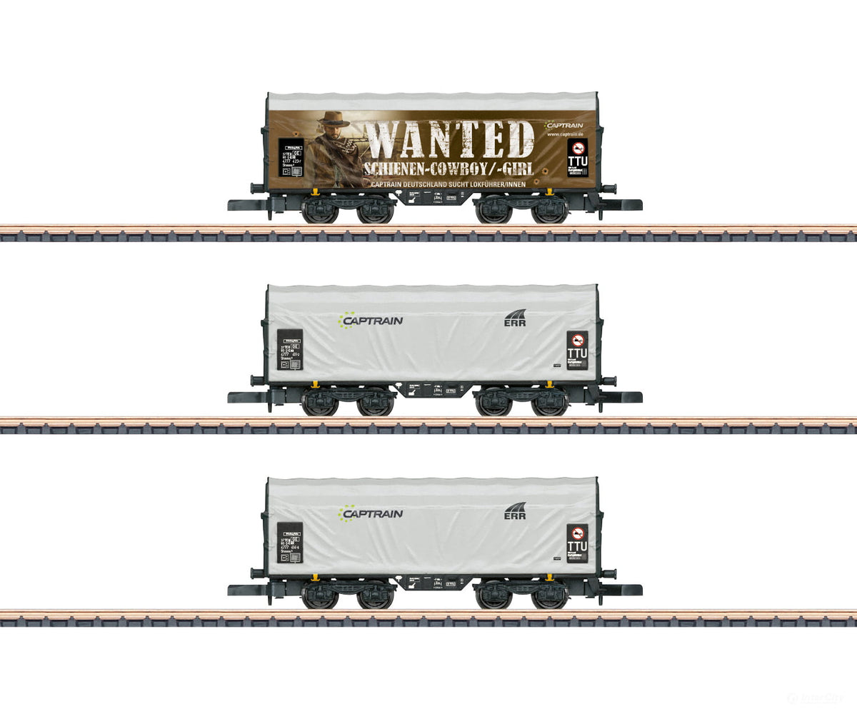 Marklin 86360 Z ’Captrain’ Sliding Tarp Car Set - European Freight Cars