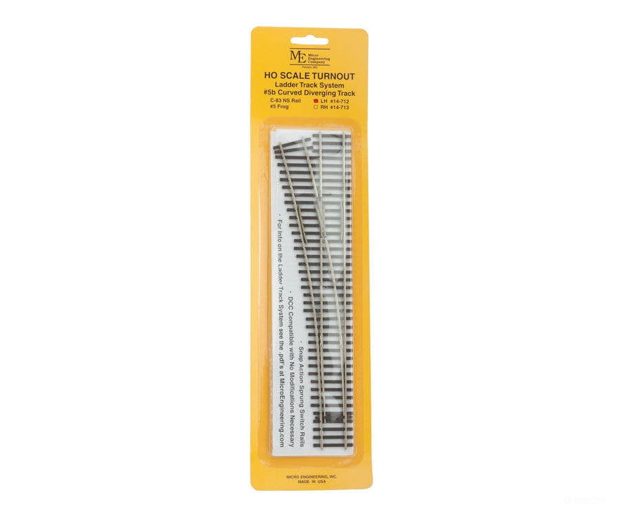 Micro Engineering HO 14712 Code 83 Ladder Track System Turnout - #5b Left Hand Curved Diverging Track Track & Turnouts