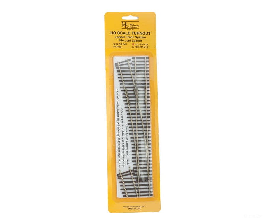 Micro Engineering HO 14718 Code 83 Ladder Track System Turnout - #5e Left Hand Last Ladder Track & Turnouts