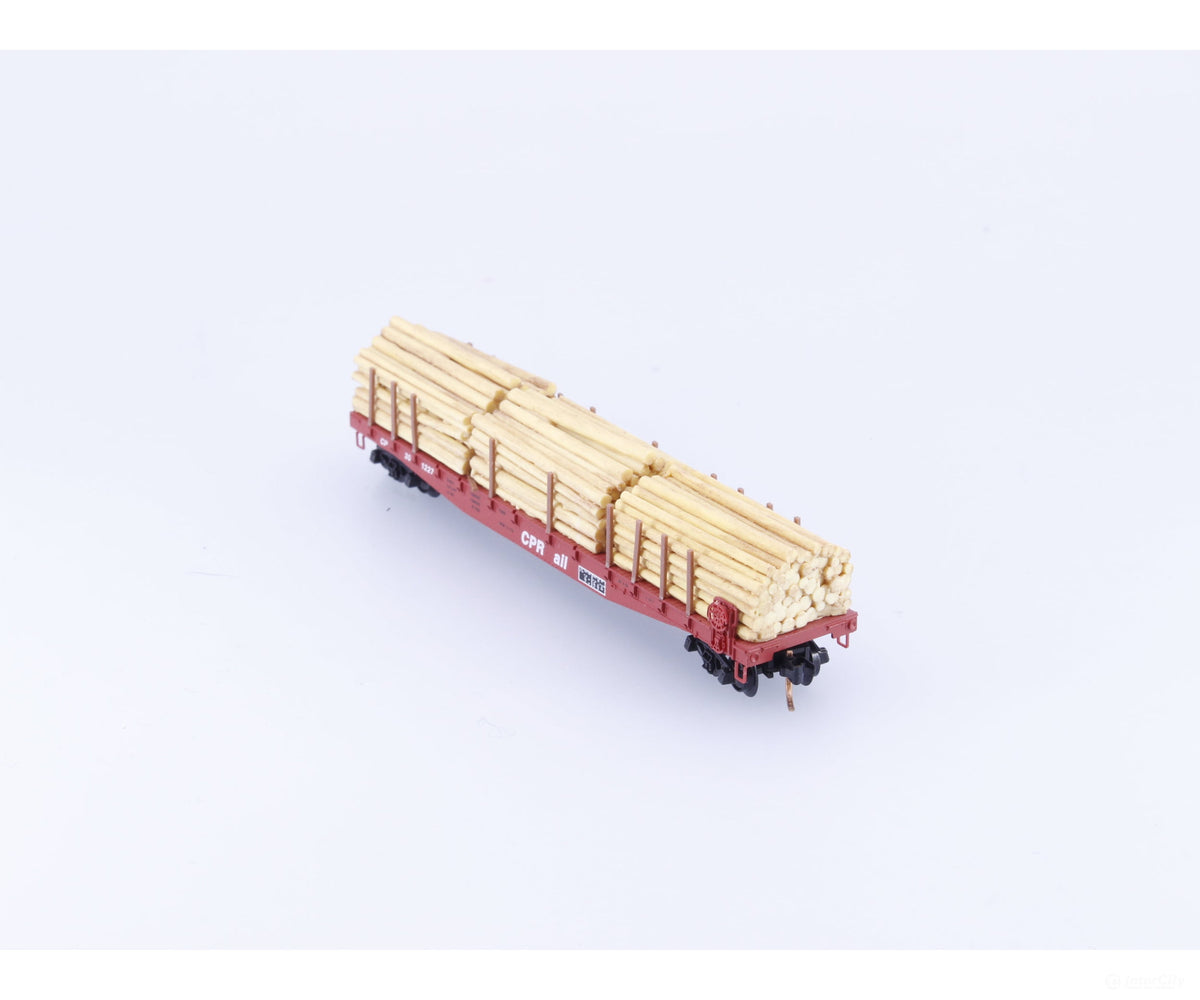 Micro Trains 04500280 N 50’ Flat Car Fishbelly Side w/ Log Load #1 Canadian Pacific (CP) 301227 - Freight Cars