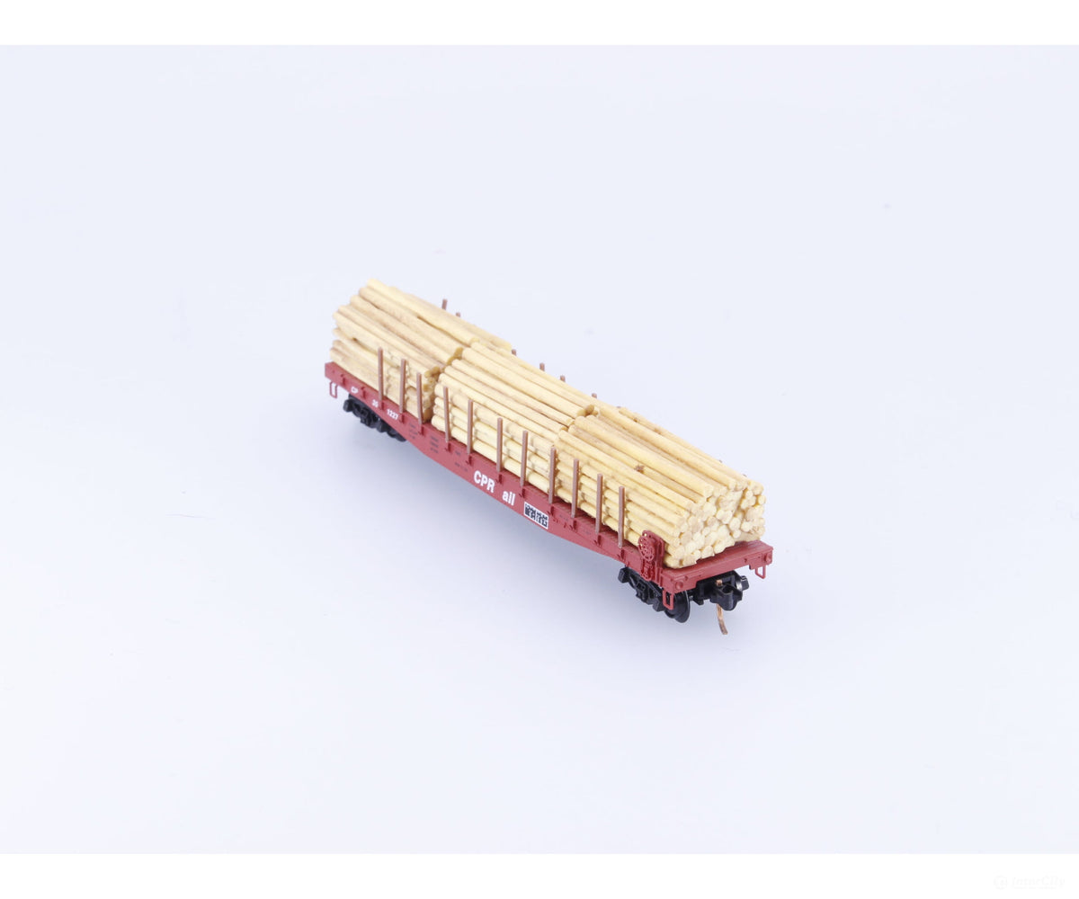 Micro Trains 04500280 N 50’ Flat car Fishbelly Side w/ Log Load #2 Canadian Pacific (CP) 301227 - Freight Cars