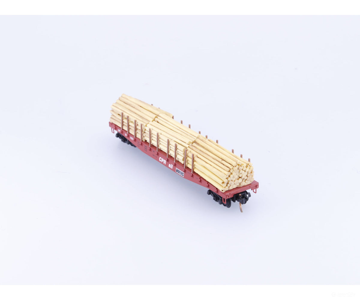 Micro Trains 04500280 N 50’ Flat car Fishbelly Side w/ Log Load #3 Canadian Pacific (CP) 301227 - Freight Cars