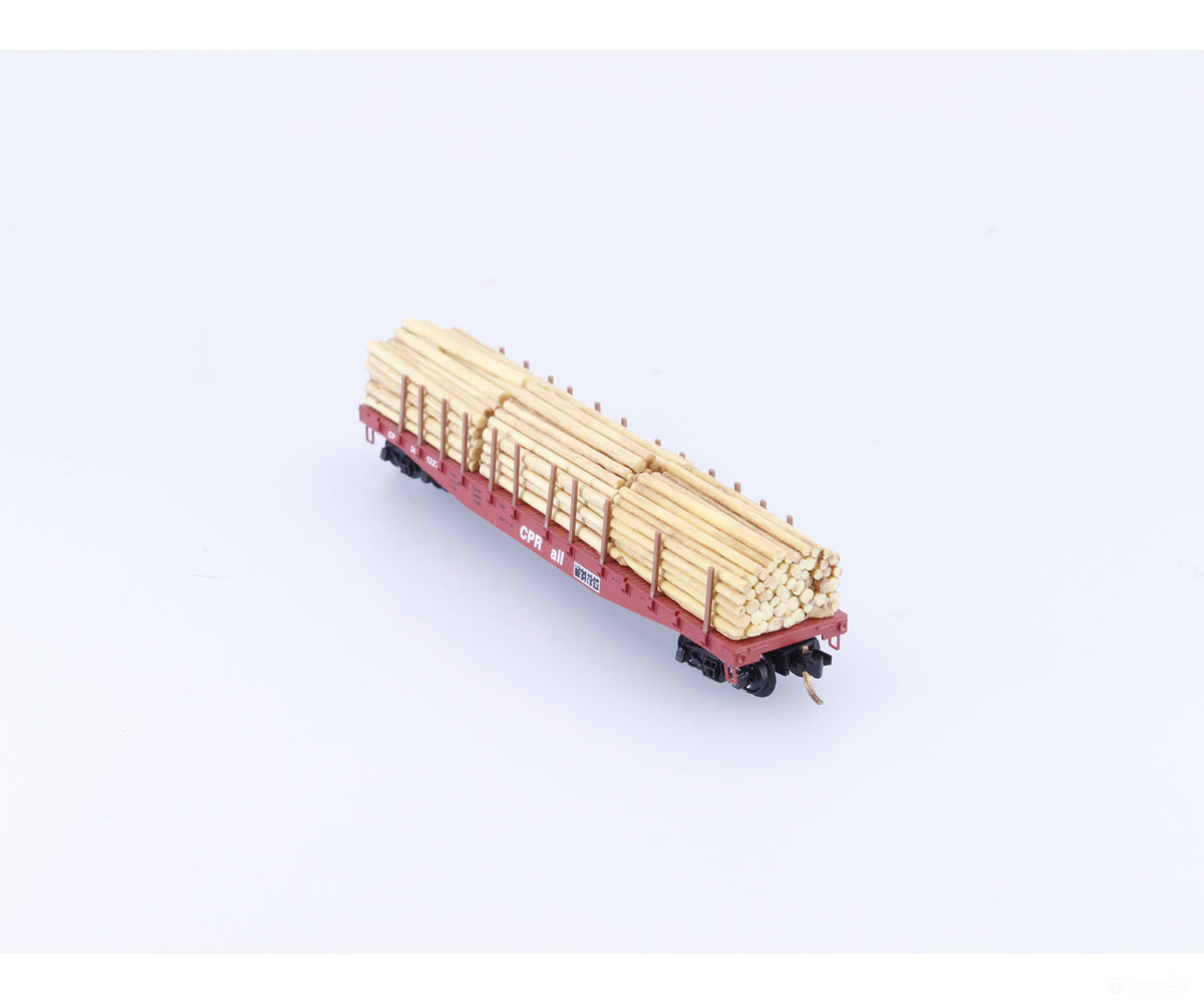 Micro Trains 04500280 N 50’ Flat Car Fishbelly Side w/ Log Load #8 Canadian Pacific (CP) 301227 - Freight Cars