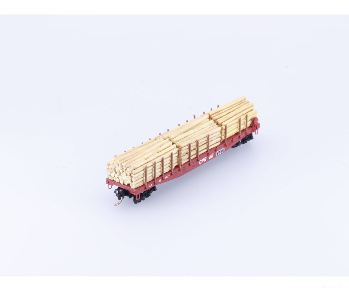 Micro Trains 04500280 N 50’ Flat Car Fishbelly Sides w/ Log Load #4 Canadian Pacific (CP) 301227 - Freight Cars