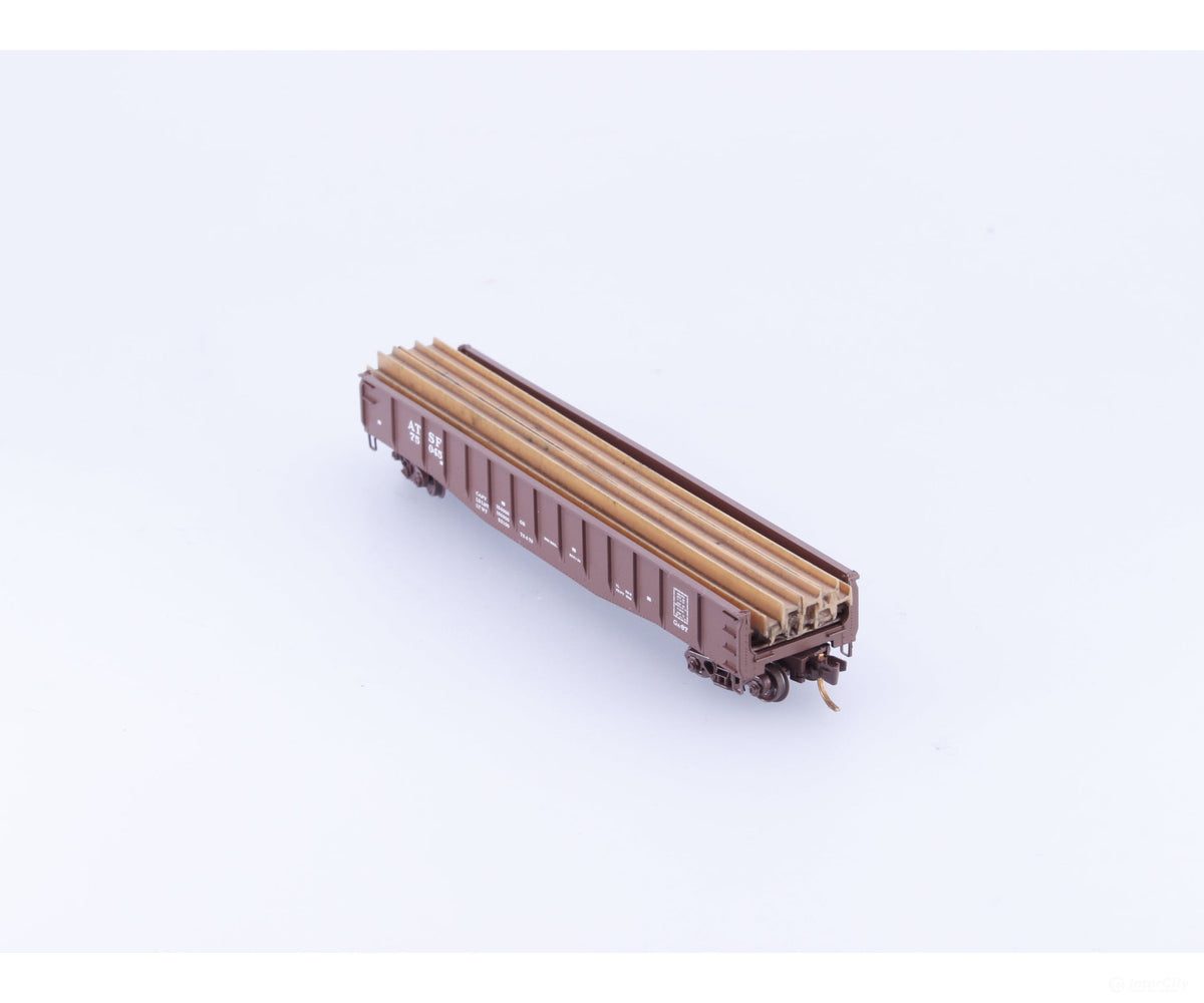 Micro Trains 04600080 N 50’ Fishbelly Side Gondola w/ Steel Beam Load #1 Atchison Topeka and Santa Fe (ATSF) 75045