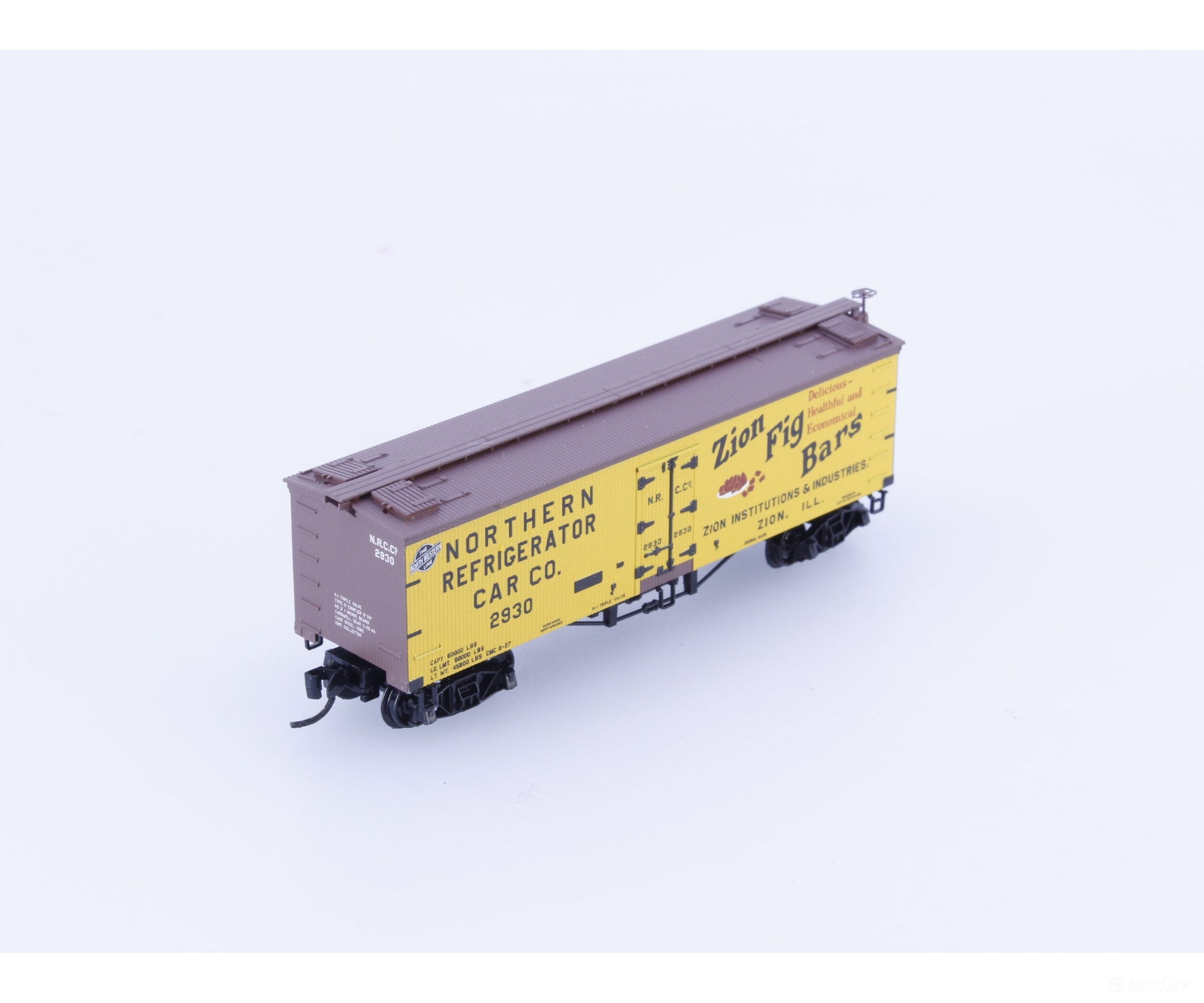 Micro Trains 058 00 490 N 36’ Wood Sheathed Ice Reefer with Truss Rods Zion Institutions (NRCC) 2930 Freight Cars