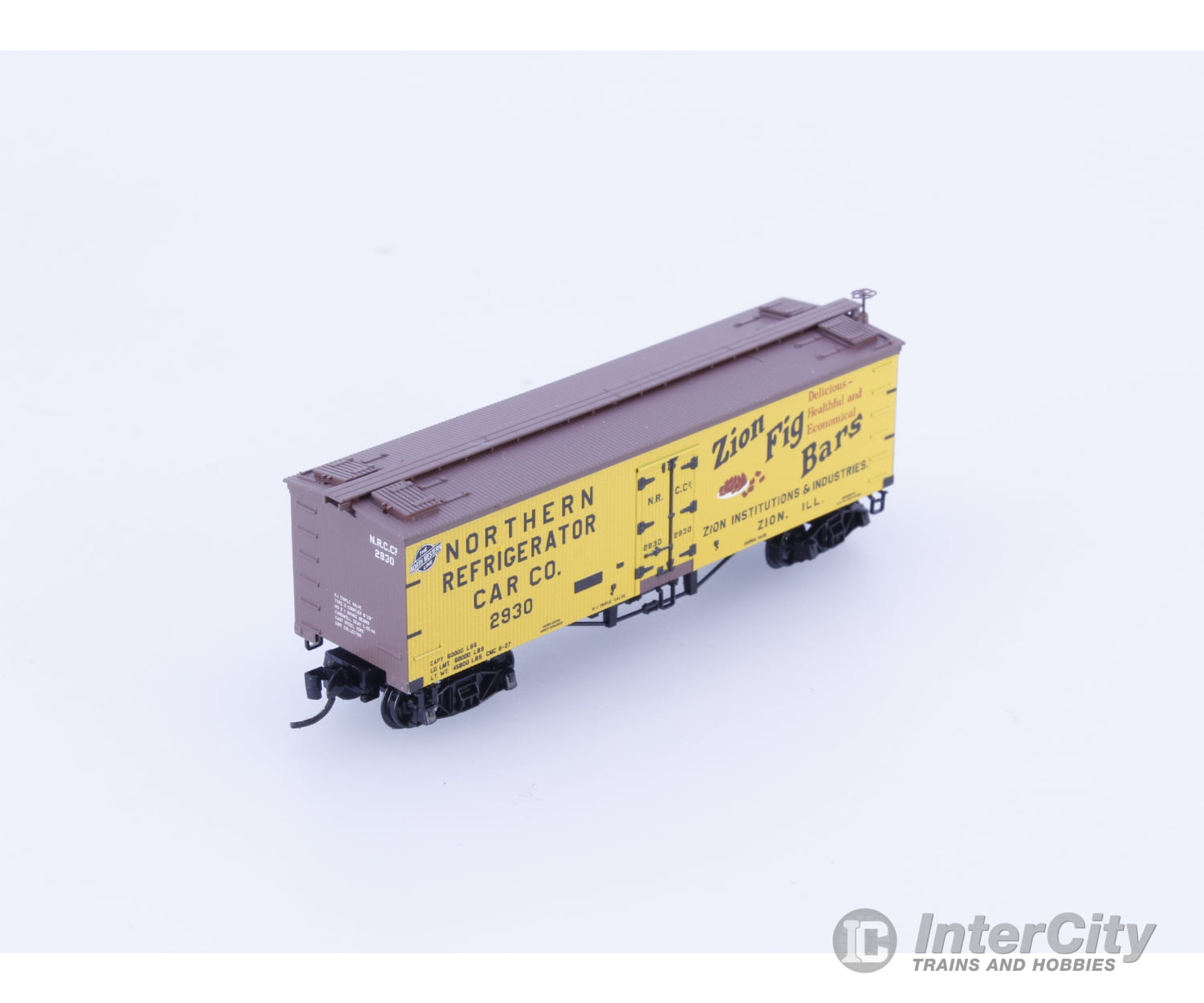 Micro Trains 058 00 490 N 36’ Wood Sheathed Ice Reefer with Truss Rods Zion Institutions (NRCC) 2930 Freight Cars