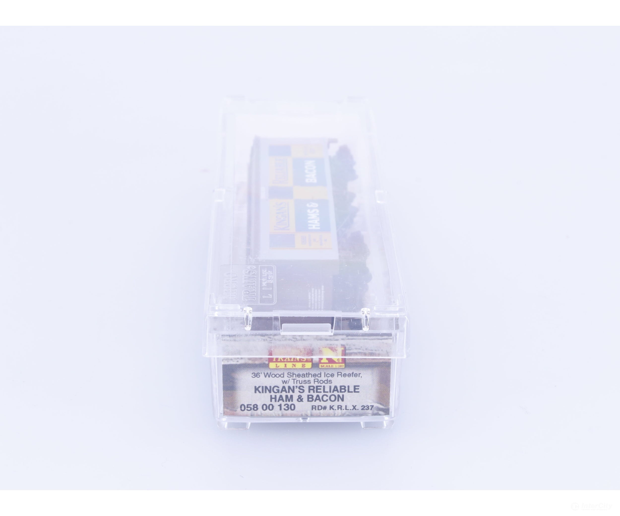Micro Trains 05800130 N 36’ Wood Sheathed Ice Reefer with Truss Rods Kingan’s Reliable Ham and Bacon (KRLX) 237 Freight