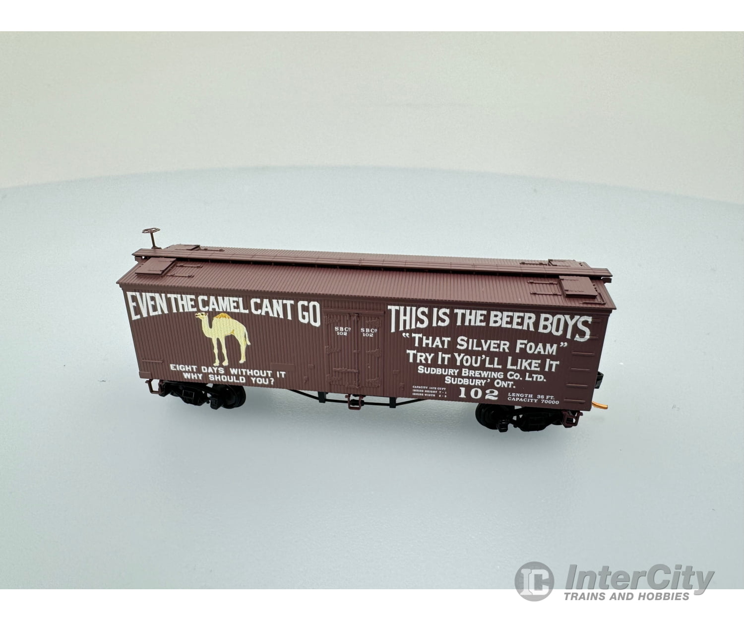 Micro Trains 05800180 N 36’ Wood Sheathed Ice Reefer W/ Truss Rods Sudbury Brewing Co Sbco 102