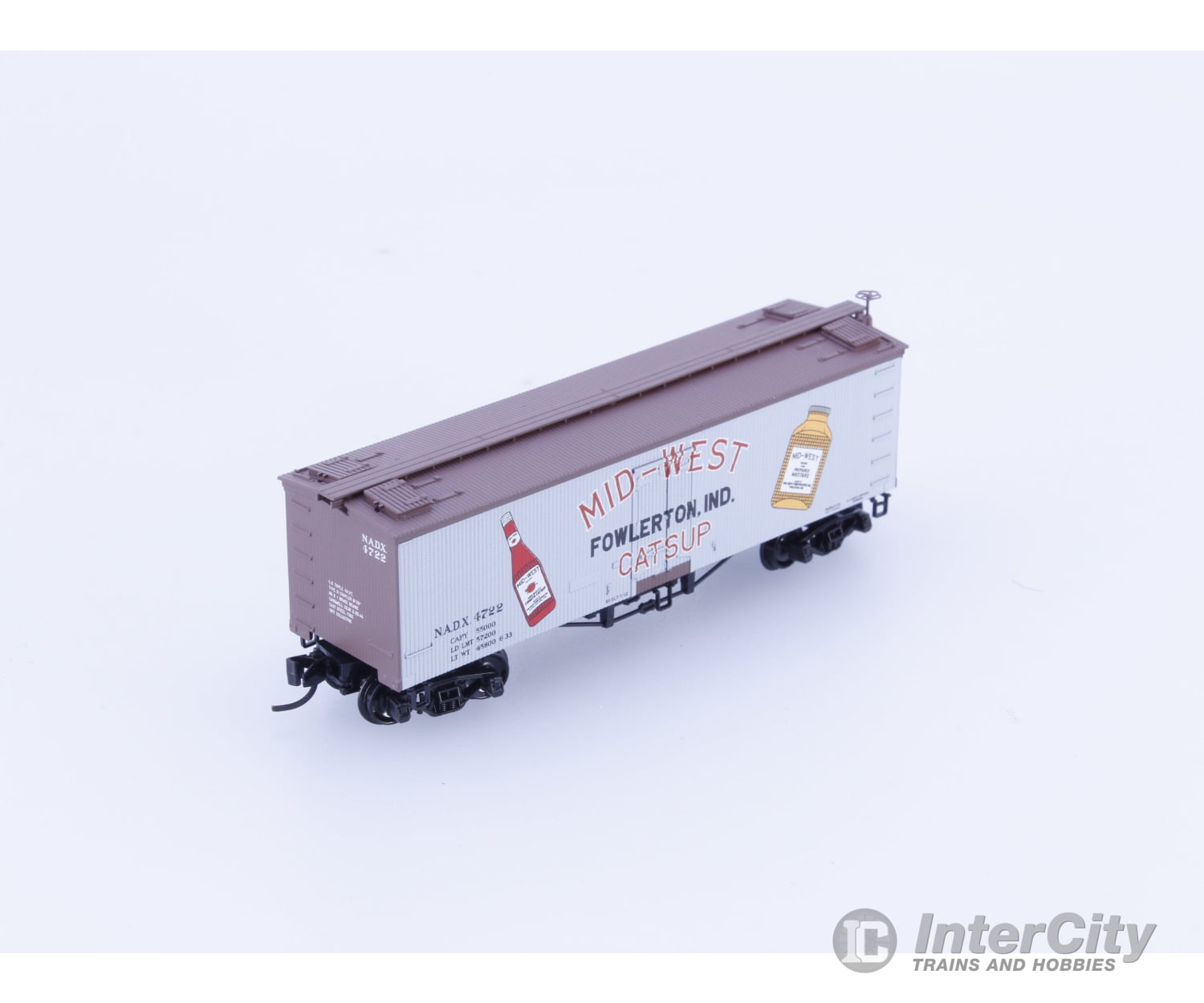 Micro Trains 05800480 N 36’ Wood Sheathed Ice Reefer with Truss Rods Mid-West Catsup (NADX) 4722 Freight Cars