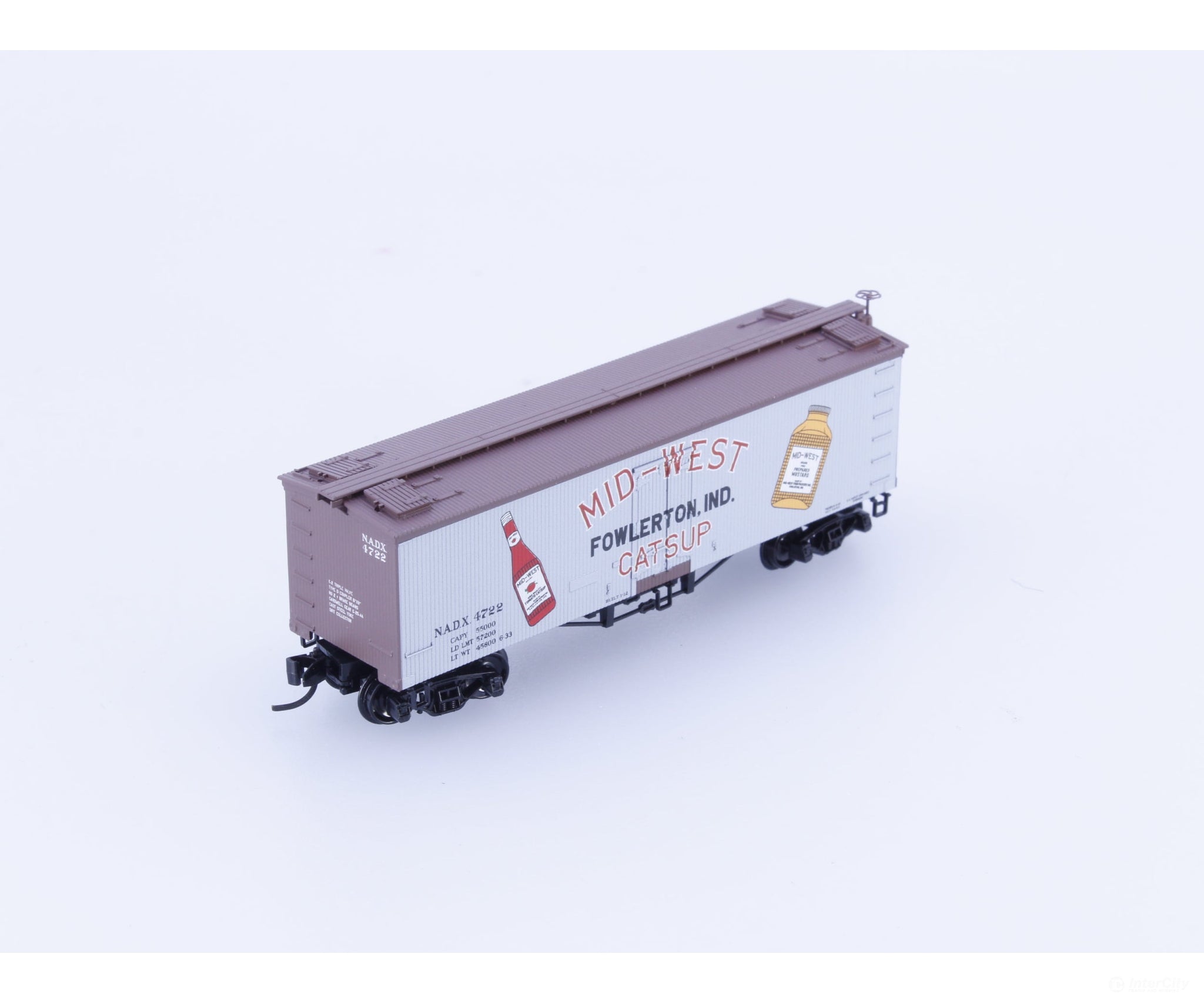 Micro Trains 05800480 N 36’ Wood Sheathed Ice Reefer with Truss Rods Mid-West Catsup (NADX) 4722 Freight Cars