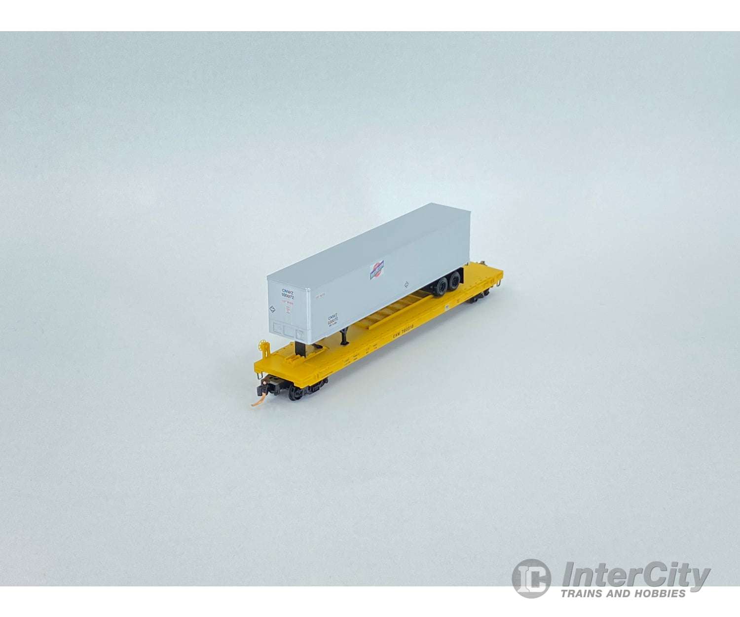 Micro Trains 06400020 N Converted Flat Car W/Trailer Chicago And North Western (Cnw) 780518 Freight