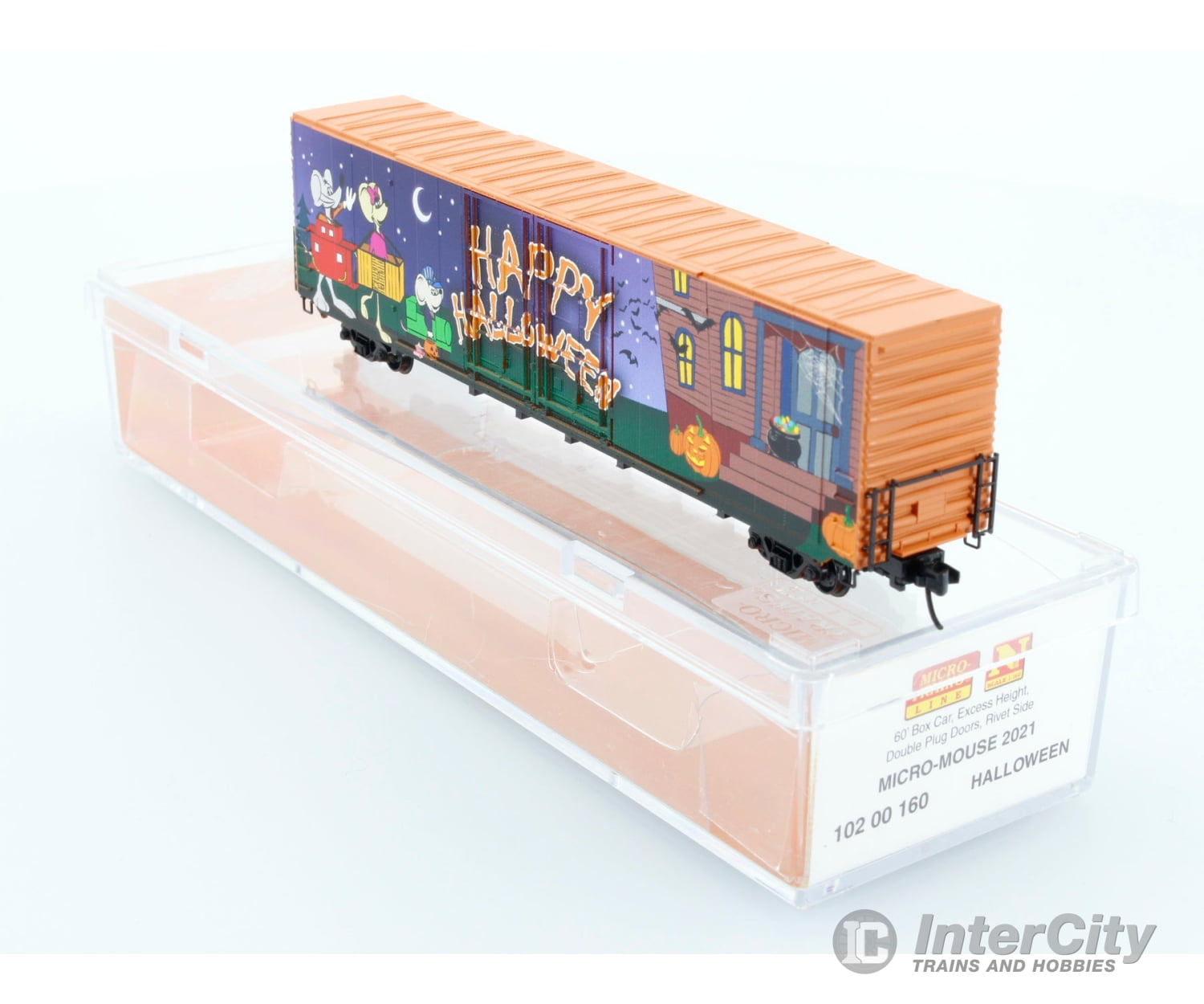 Micro Trains 102 00 160 Mouse Halloween 2021 Car 60’ Box Double Plug Doors Freight Cars