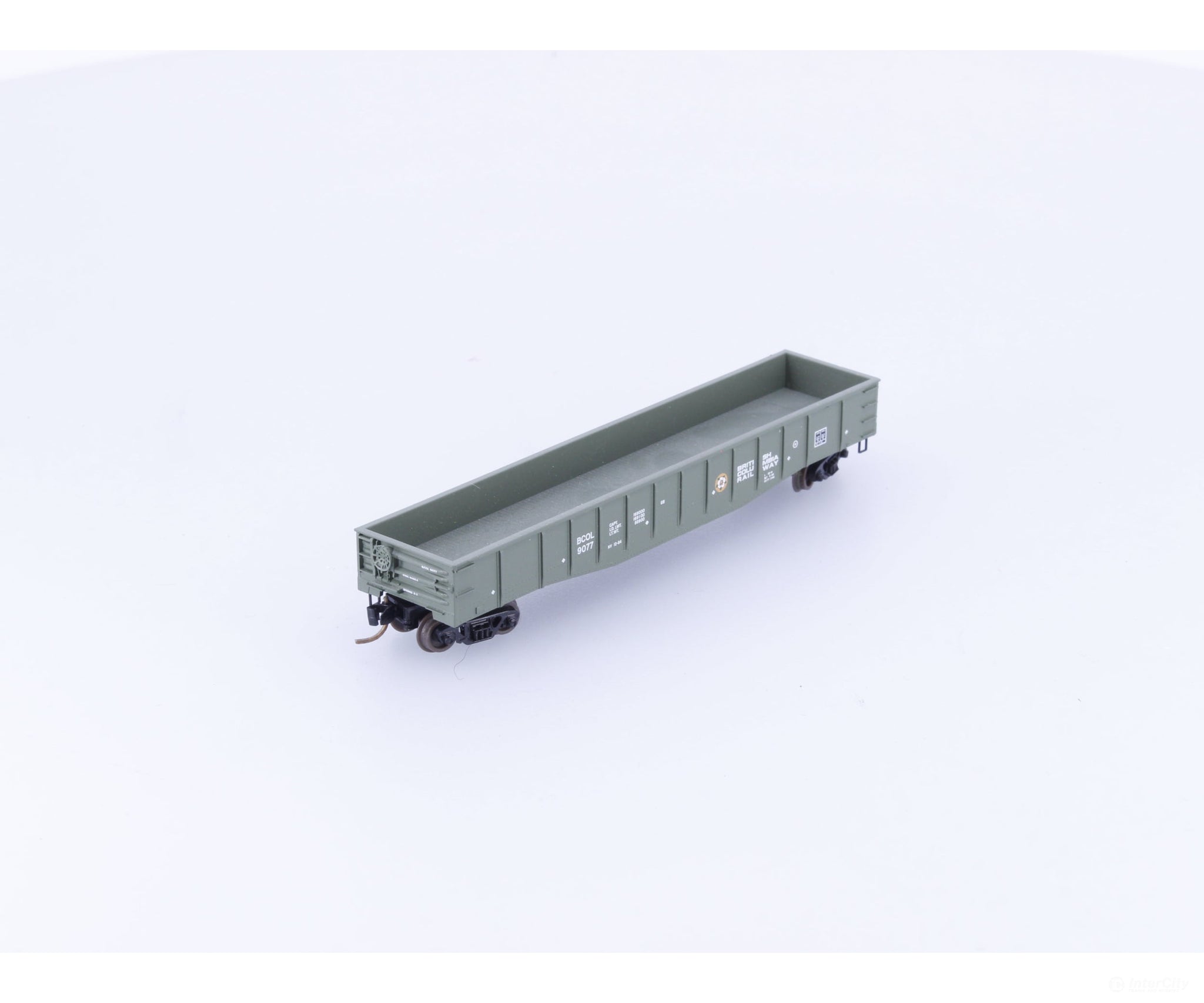 Micro Trains 105050 N 50’ Steel Side 14 Panel Fixed End Gondola #5 British Columbia Railway (BCOL) 9077 - Freight Cars