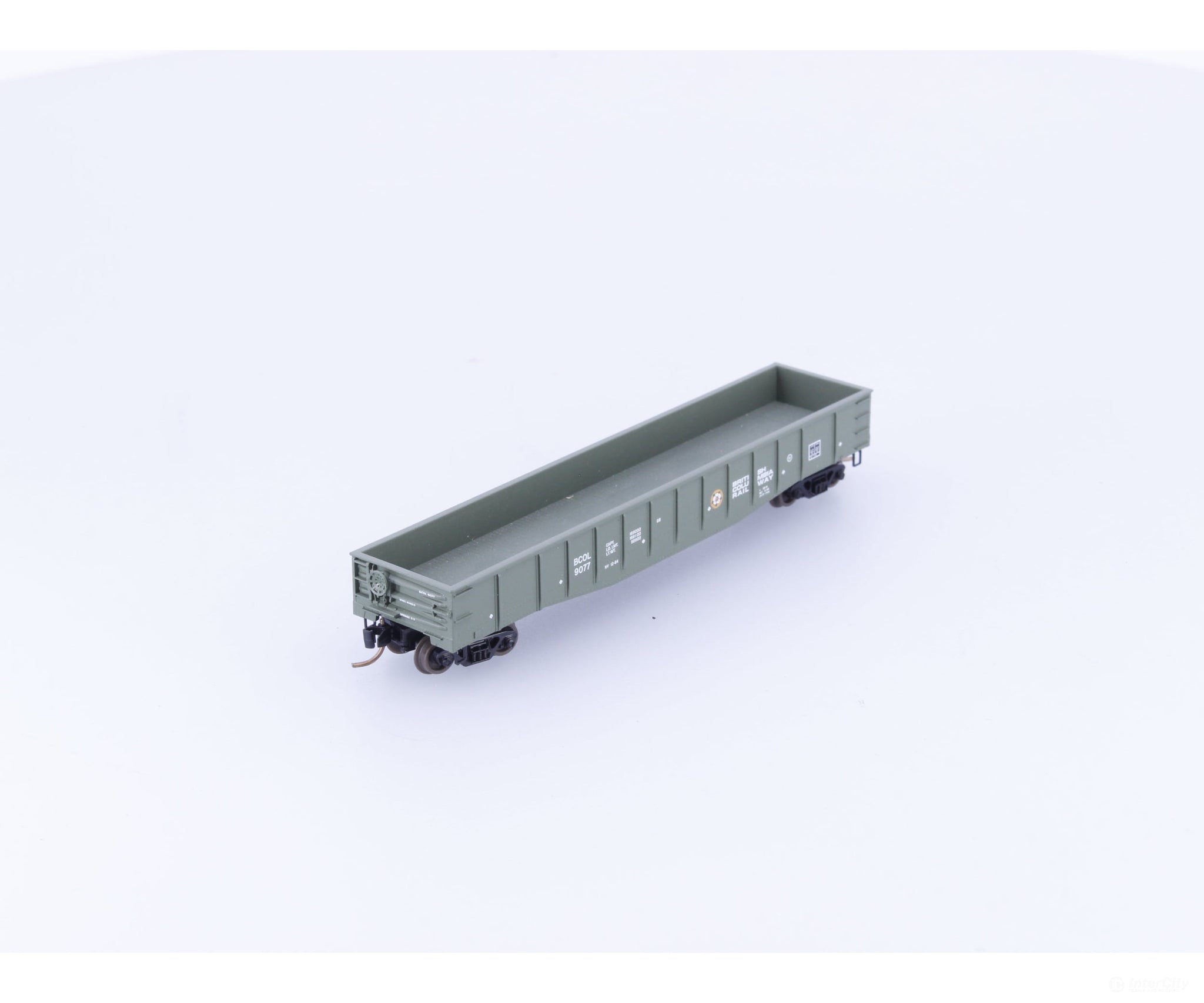 Micro Trains 105050 N 50’ Steel Side 14 Panel Fixed End Gondola #7 British Columbia Railway (BCOL) 9077 - Freight Cars
