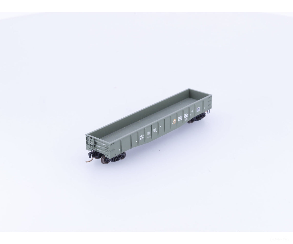 Micro Trains 105050 N 50’ Steel Side 14 Panel Fixed End Gondola #7 British Columbia Railway (BCOL) 9077 - Freight Cars
