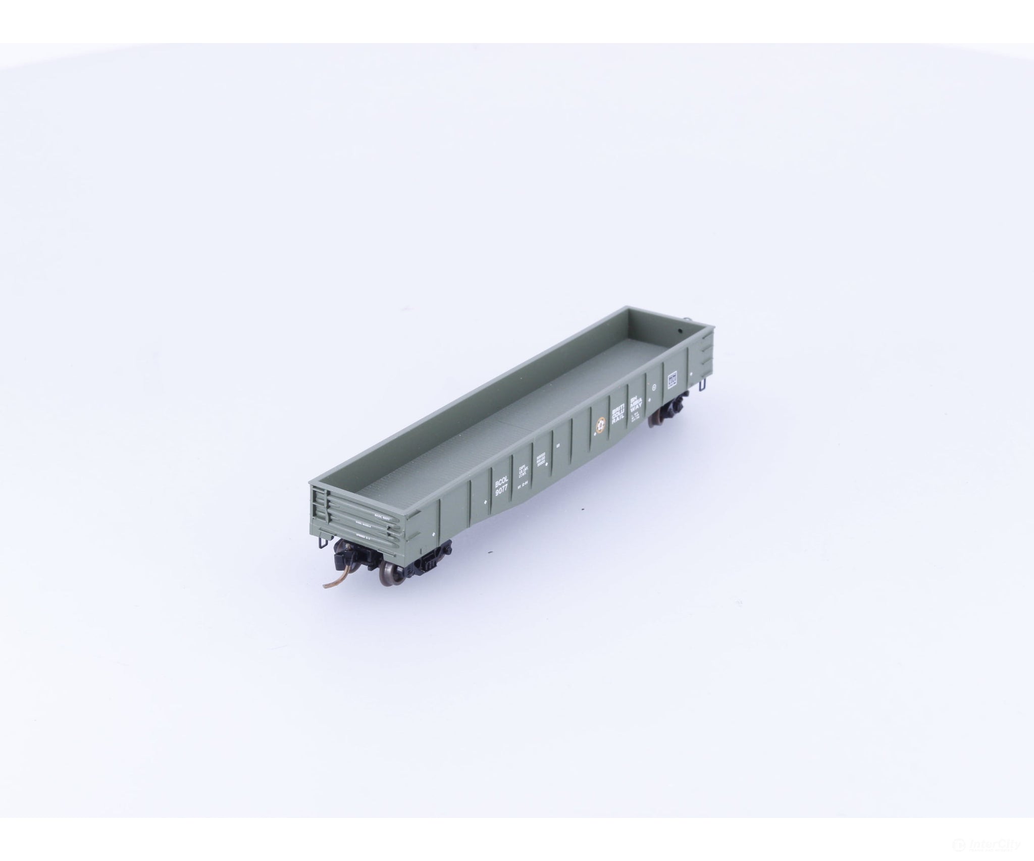 Micro Trains 105050 N 50’ Steel Side 14 Panel Fixed End Gondola #9 British Columbia Railway (BCOL) 9077 - Freight Cars