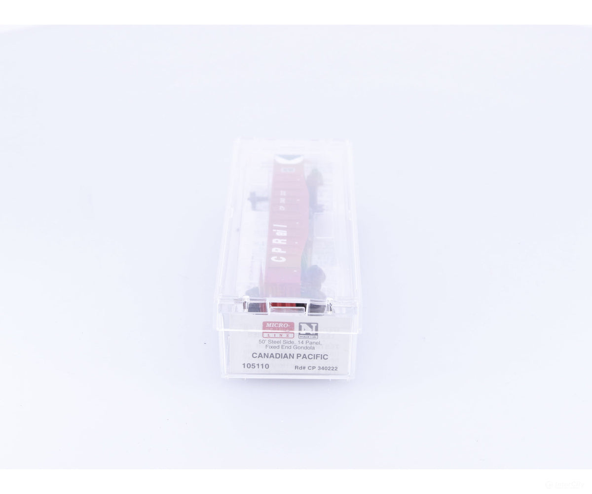Micro Trains 105110 N 50’ Steel Side Fixed End Gondola Canadian Pacific (CP) 340222 (#4) - Freight Cars