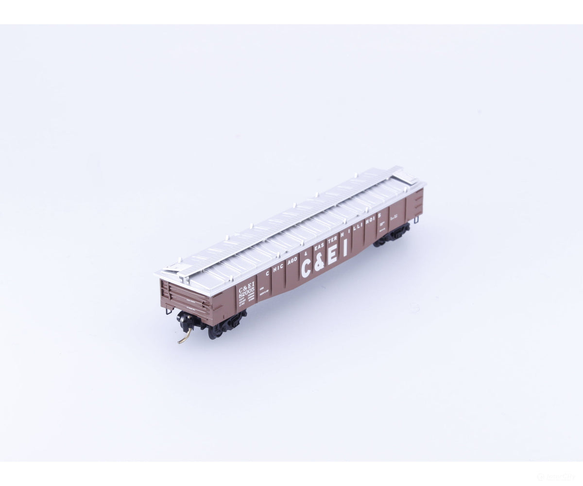 Micro Trains 106030 N 50’ Fixed End Gondola w/ Low Cover Chicago & Eastern Illinois (CEI) 82005 - Freight Cars