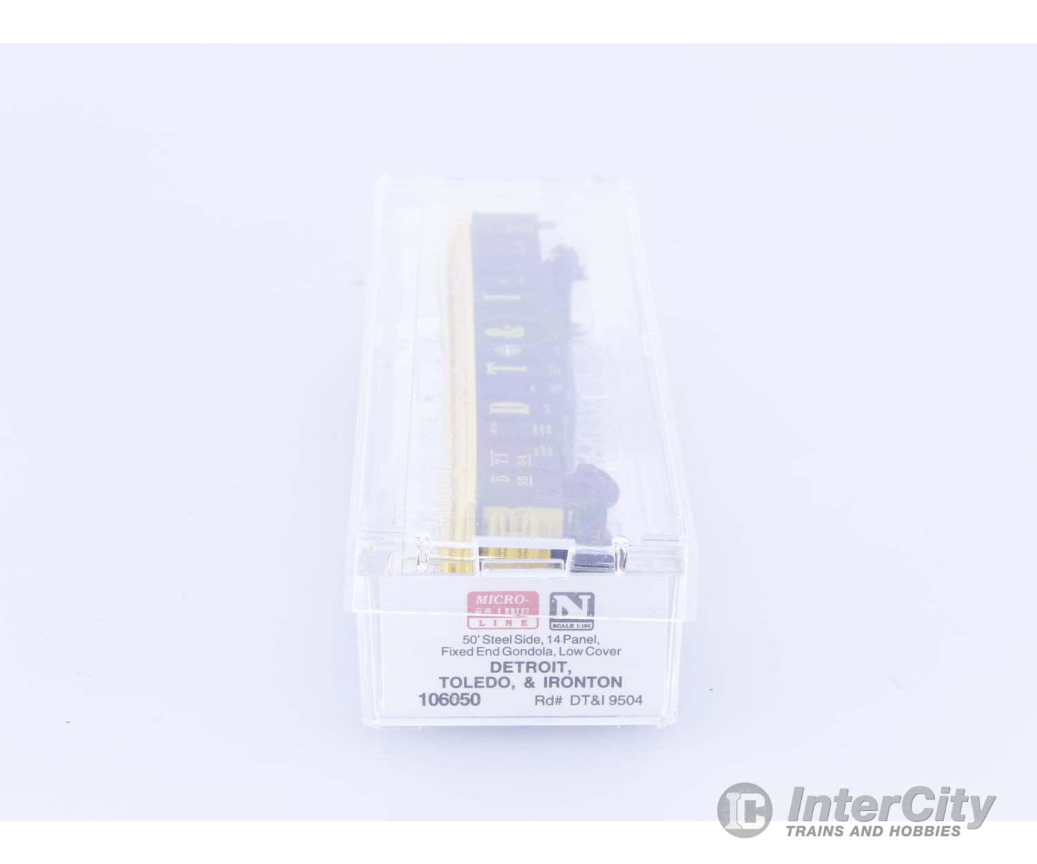 Micro Trains 106050 N 50’ 14 Panel Steel Side Fixed End Low Cover Gondola Detroit Toledo and Ironton (DTI) 9504 Freight
