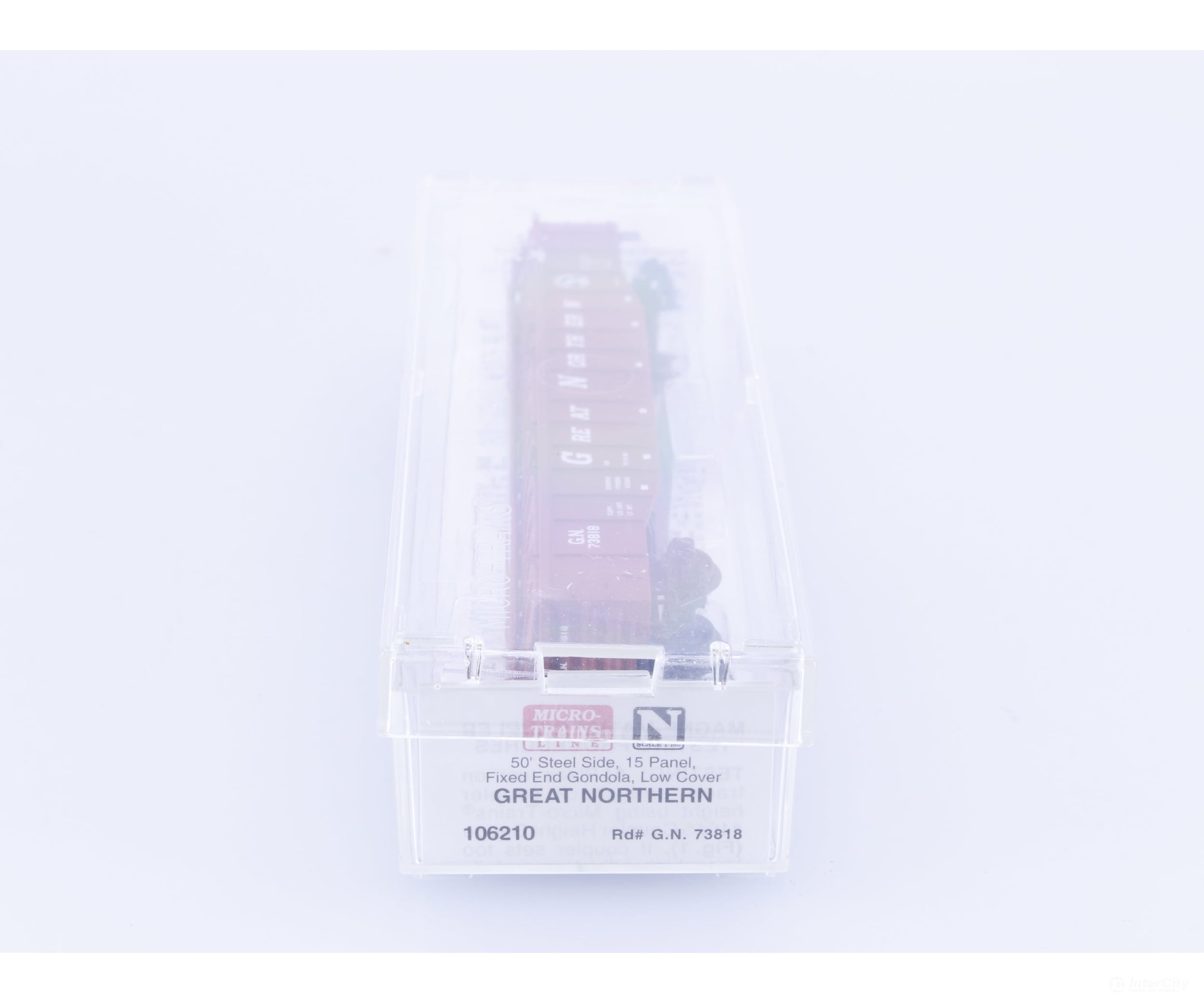 Micro Trains 106210 N 50’ 15 Panel Steel Side Fixed End Low Cover Gondola #2 Great Northern (GN) 73818 Freight Cars