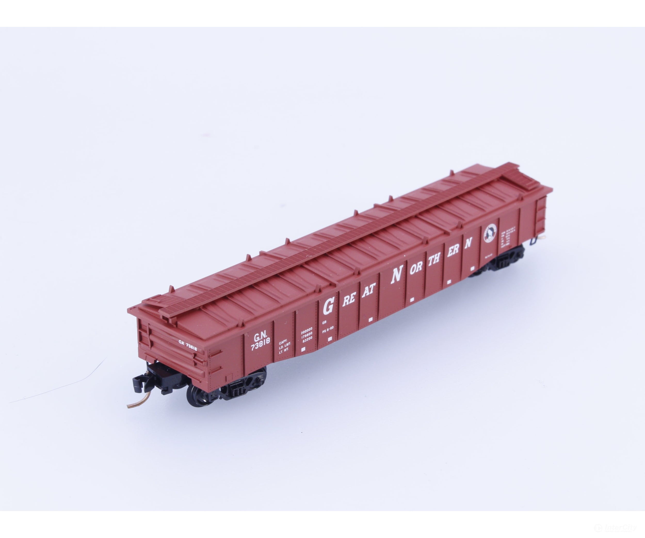 Micro Trains 106210 N 50’ 15 Panel Steel Side Fixed End Low Cover Gondola Great Northern (GN) 73818 Freight Cars