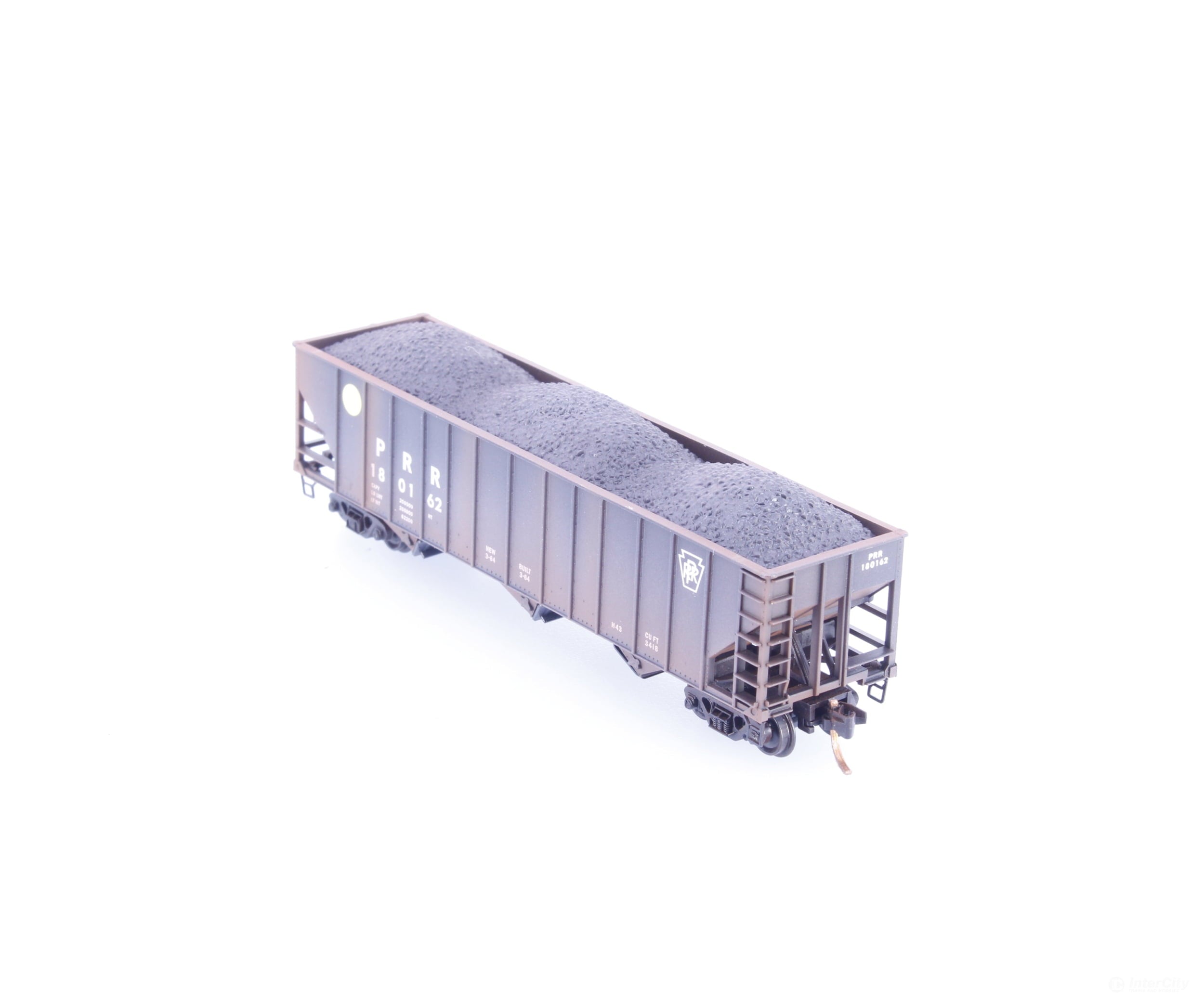 Micro Trains 10844040 N 100 Ton 3 Bay Open Hopper with Load Factory Weathered Pennsylvania Railroad (PRR) 180162