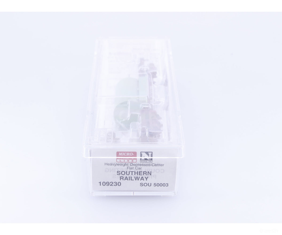 Micro Trains 109230 N Heavyweight Depressed Center Flatcar with Load #3 Southern Railway (SOU) 50003 - Freight Cars