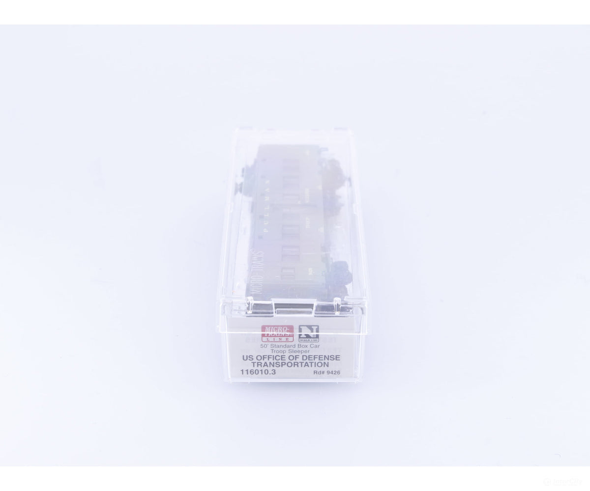 Micro Trains 116019.3 N 50’ Troop Sleeper Car US Office of Defence 9426 - Freight Cars