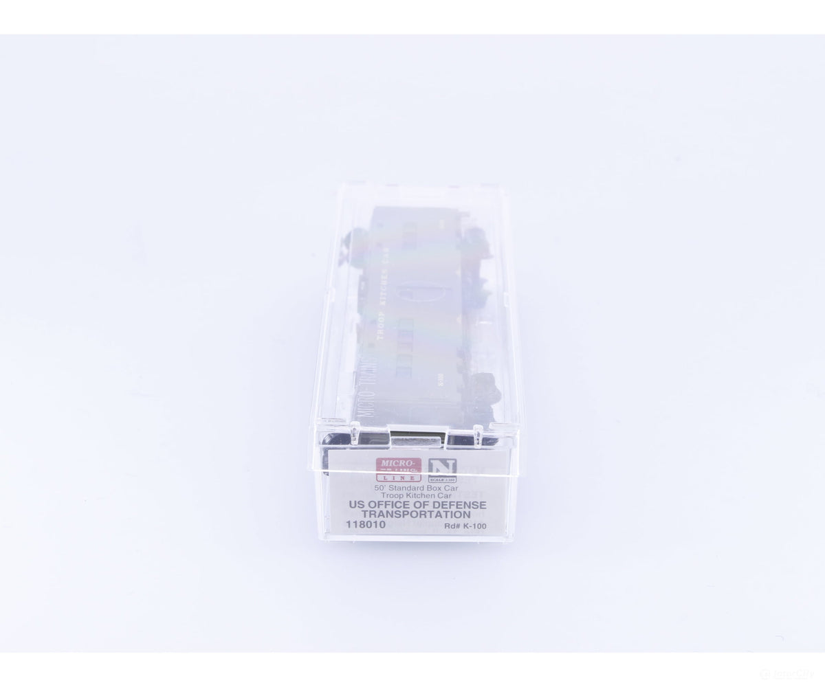 Micro Trains 118010 N 50’ Troop Kitchen Car US Office of Defence #1 K-100 - Freight Cars