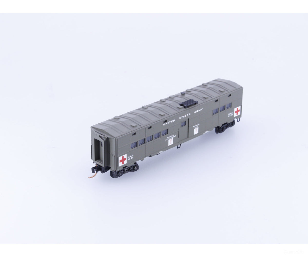 Micro Trains 118020 N 50’ Troop Hospital Kitchen Car United States Army (USAX) 8762 - Freight Cars