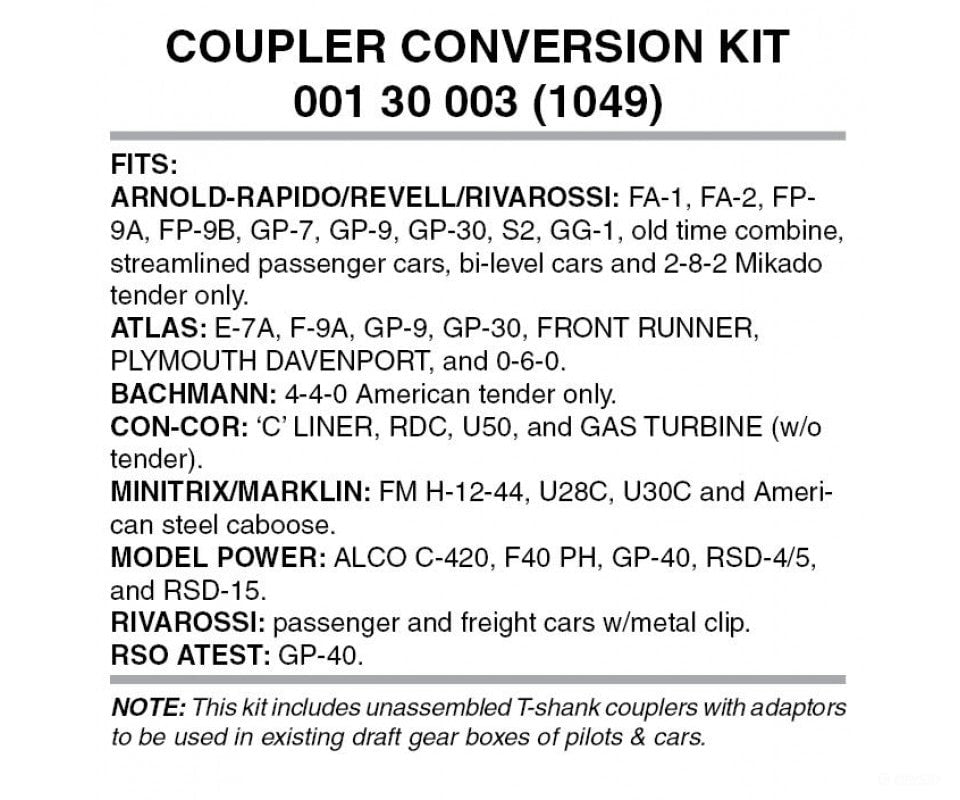 Micro Trains 130003 Rivarossi/Arnold Atlas Coupler Conversion - Fits S2 Switcher & Atlas/Roco Gp9