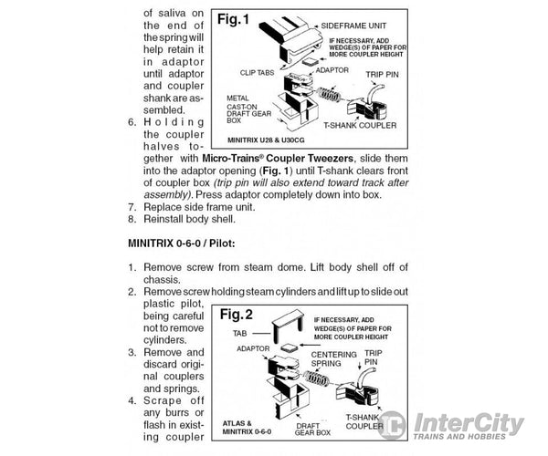 Micro Trains 130009 Locomotive Coupler Conversion Kits - Trix U28 U30 & 2-10-0 Tender; Atlas