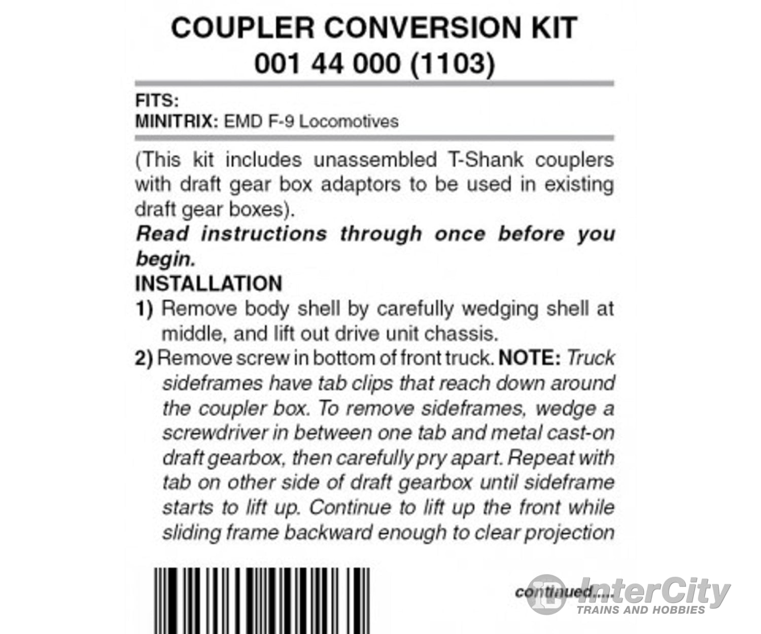 Micro Trains 144000 Locomotive Coupler Conversion Kits - Minitrix Emd F9 Powered Couplers & Trucks