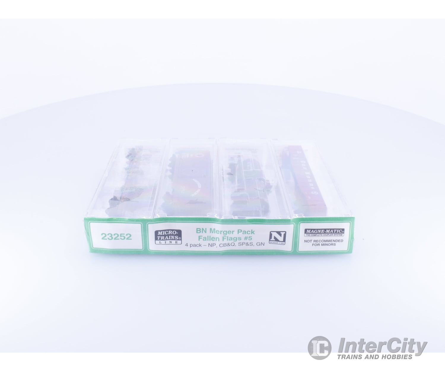 Micro Trains 23252 N BN Merger 4 Pack Fallen Flags #5 GN72839,SPS38023,NP38296,CBQ93361 Freight Cars