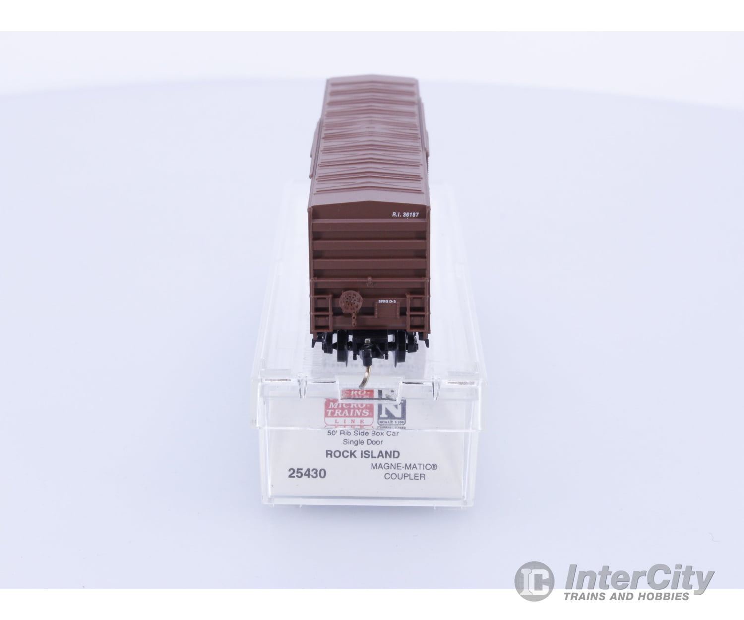 Micro Trains 25430 N 50’ Rib Side Box Car Single Door Chicago Rock Island and Pacific (ROCK) 36187 Freight Cars