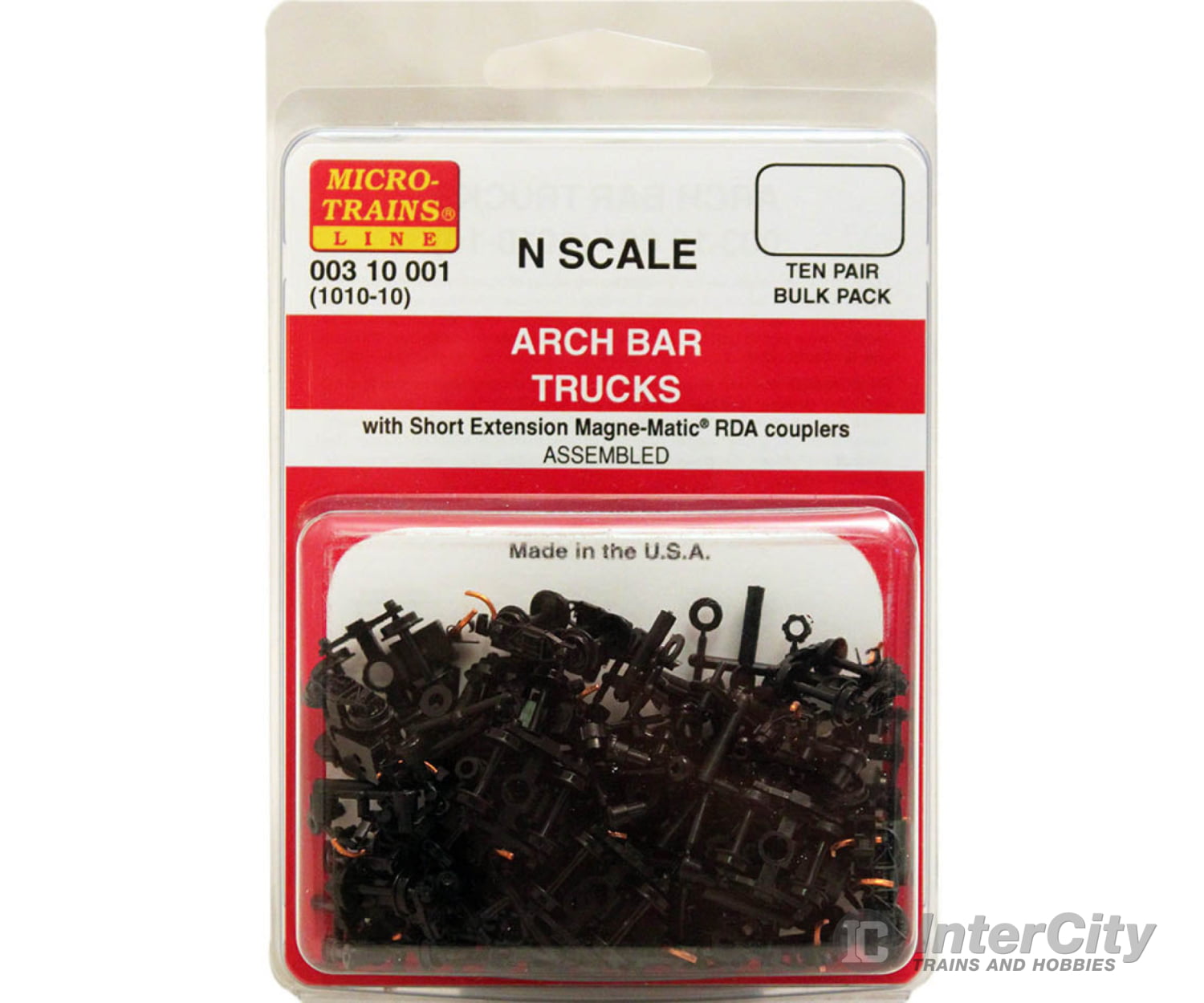 Micro Trains 310001 Arch Bar Trucks - With Short Extended #1010 Couplers (Black) 10 Pairs &